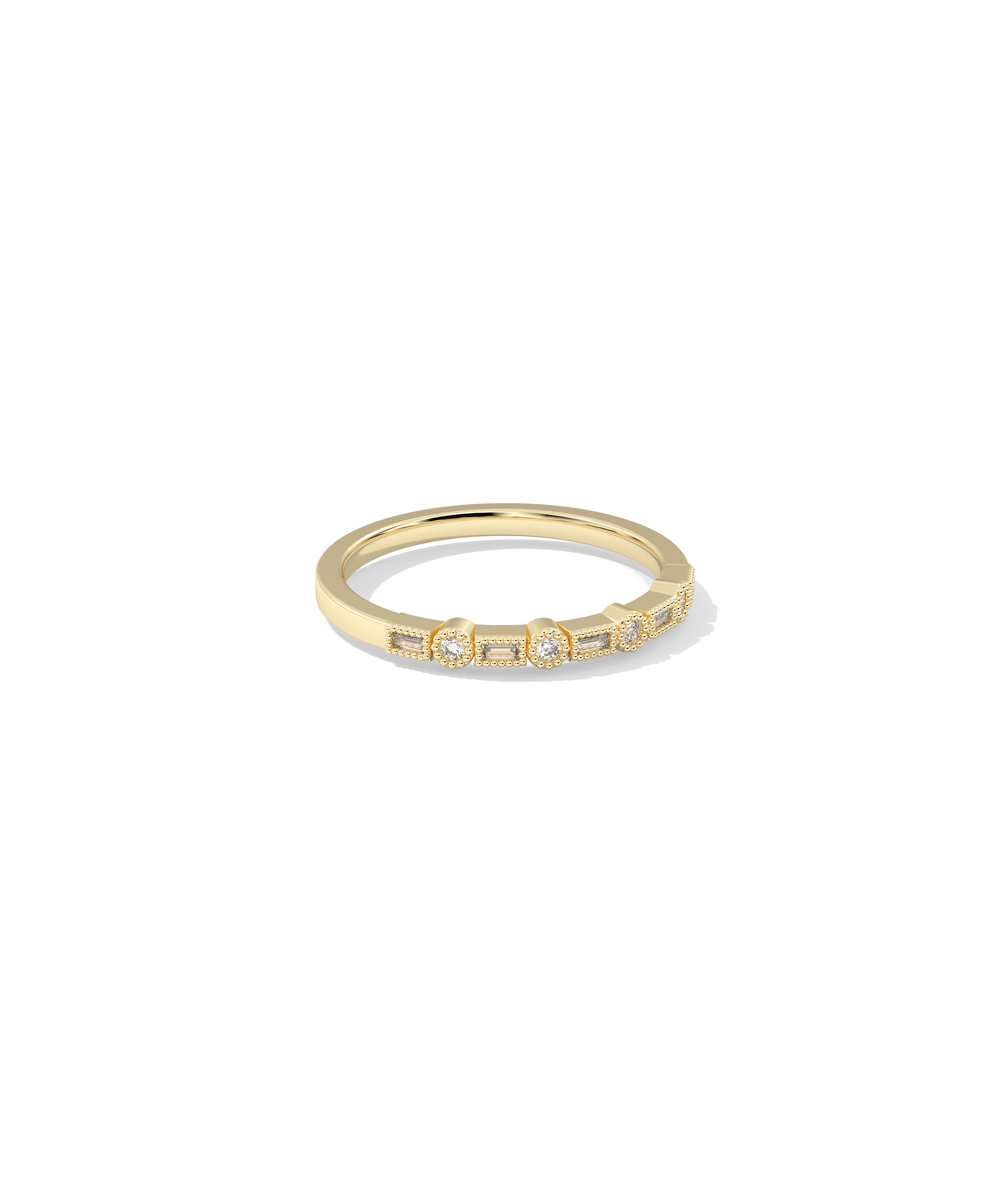 Diamond Round and Baguette Band RIng