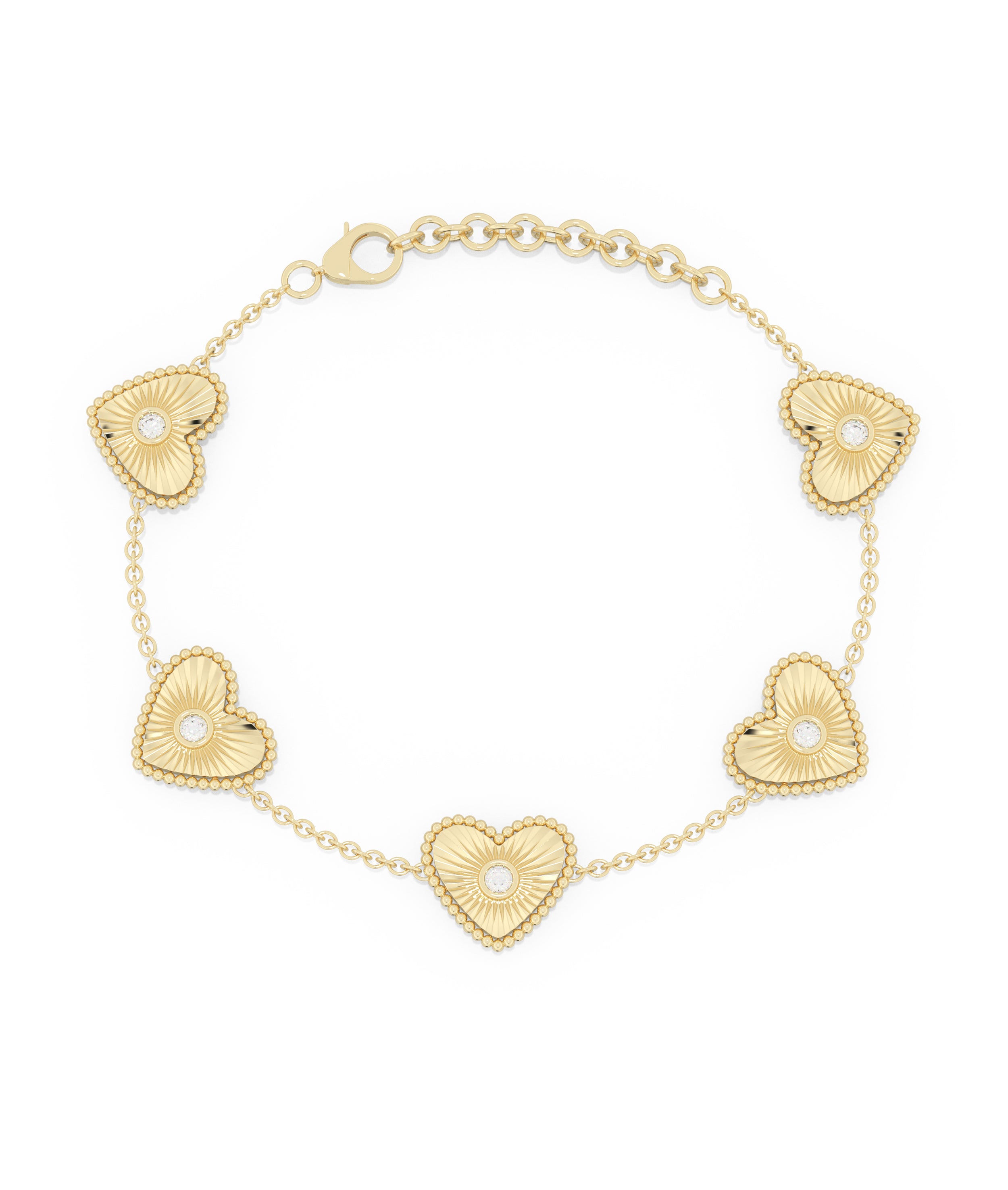 Diamond Heart Cable Link Chain Bracelet - Elegant & Stylish