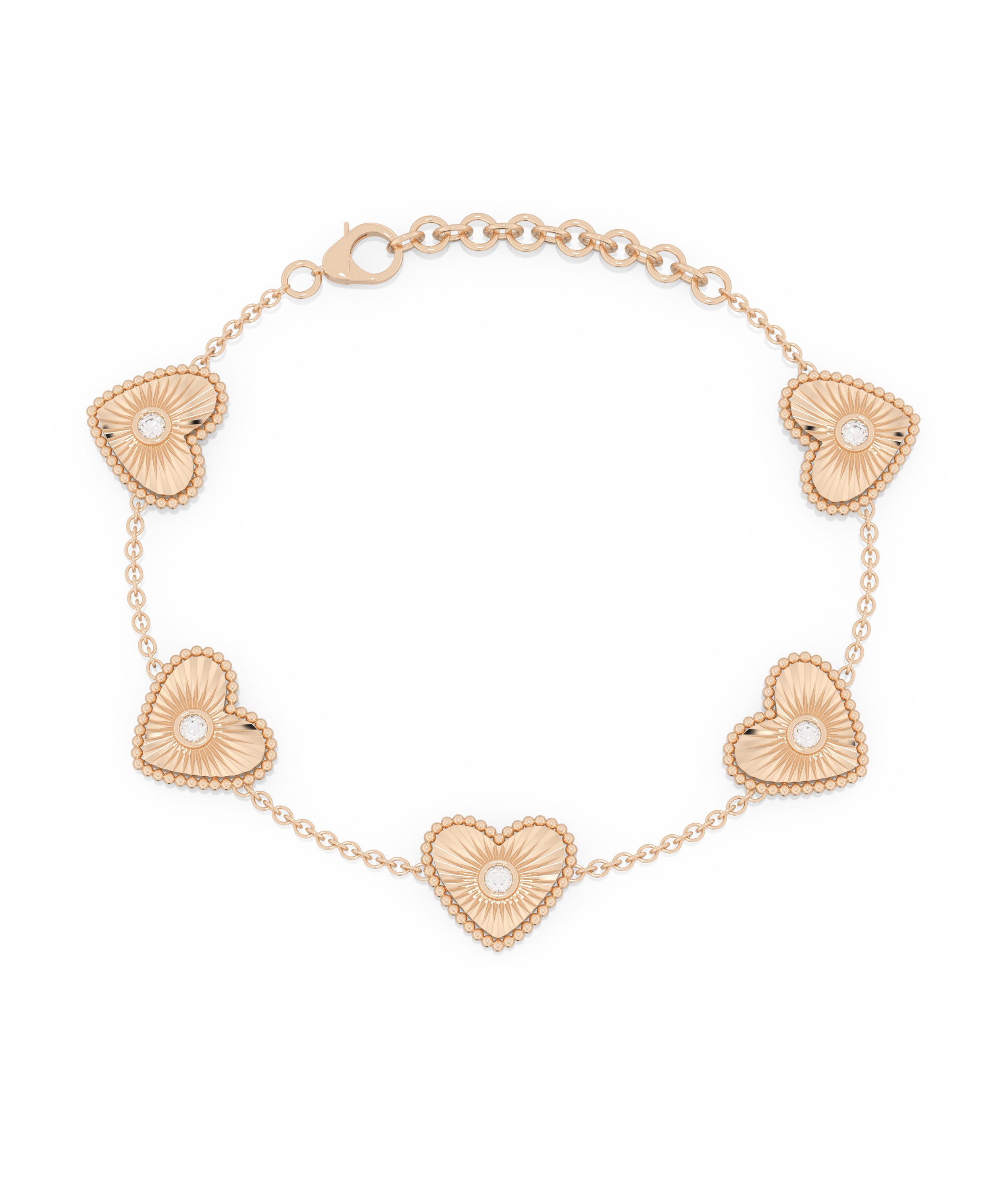 Diamond Heart Cable Link Chain Bracelet - Elegant & Stylish