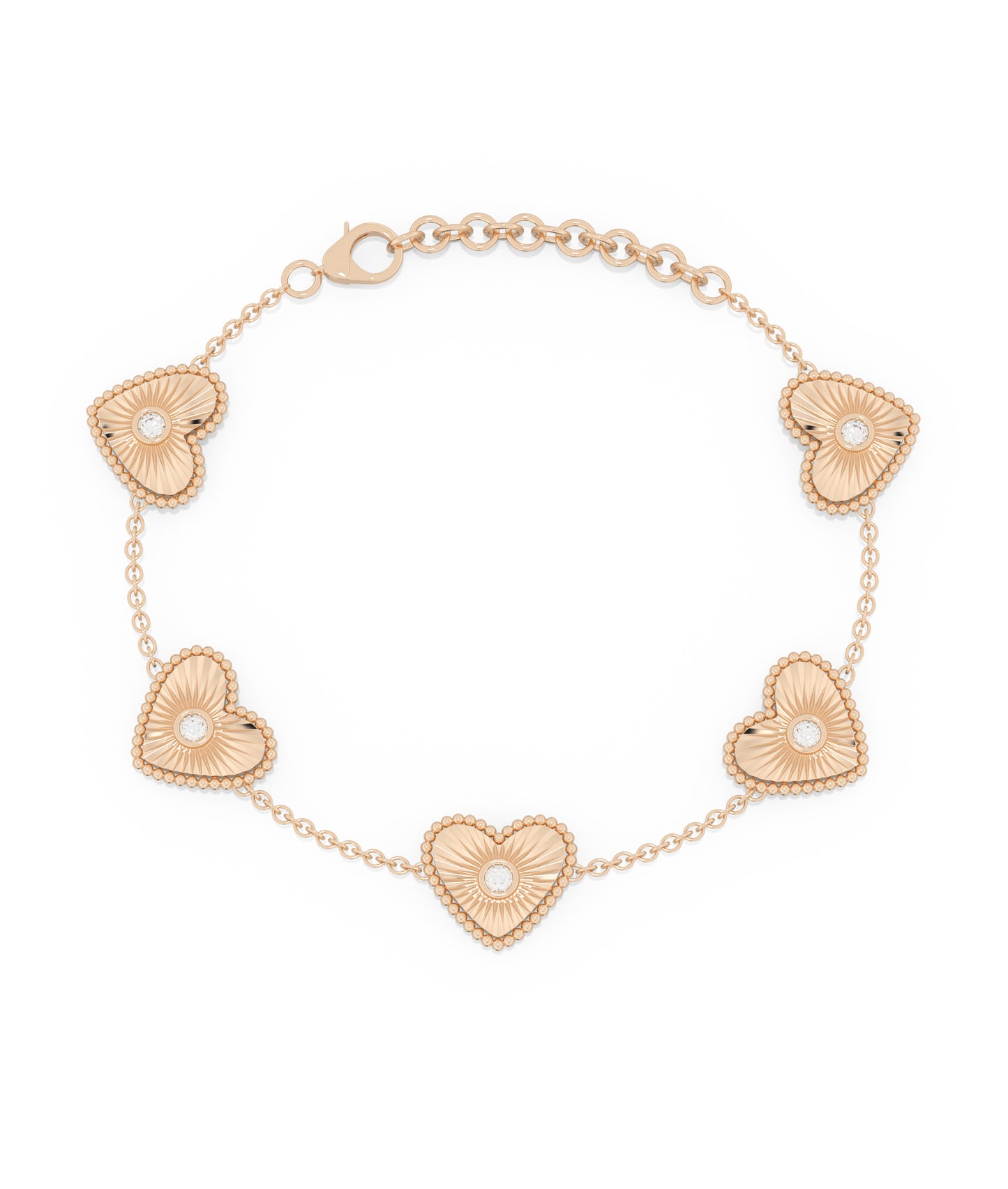 Diamond Heart Cable Link Chain Bracelet - Elegant & Stylish