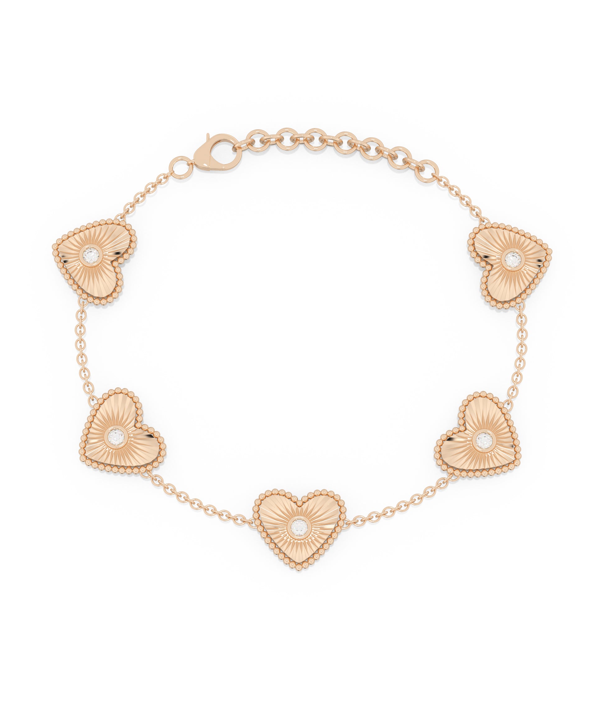 Diamond Heart Cable Link Chain Bracelet - Elegant & Stylish