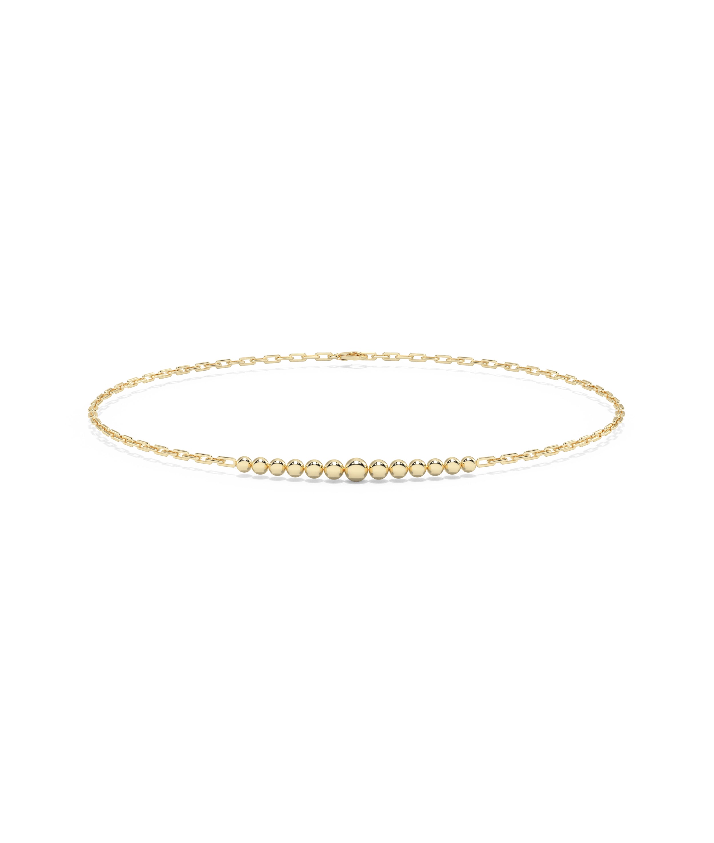 Flat Gold Bead Bracelet | Diamond Earrings