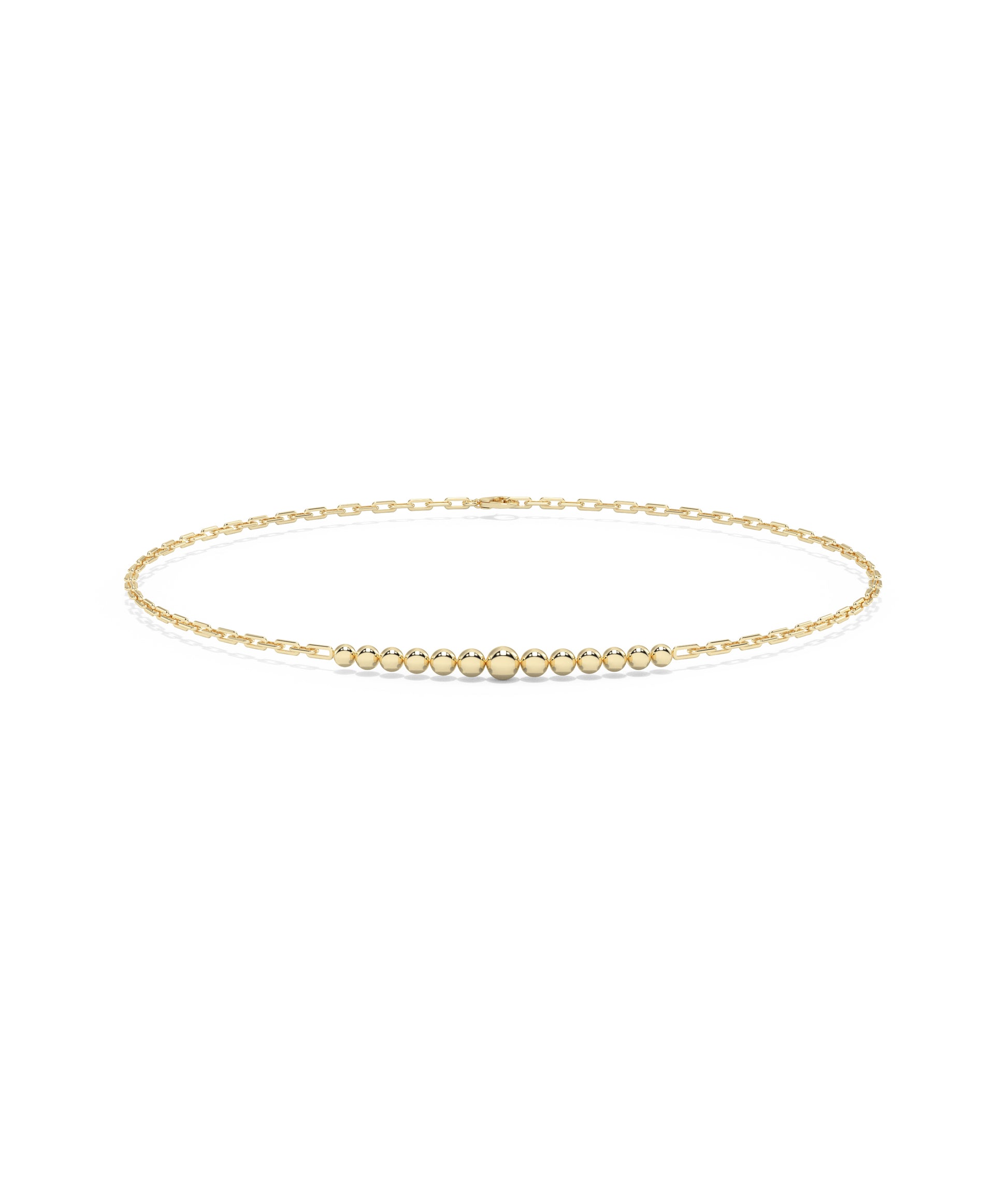 Flat Gold Bead Bracelet | Diamond Earrings