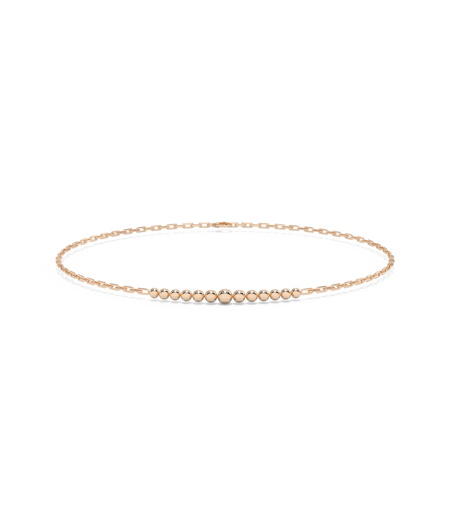 Flat Gold Bead Bracelet | Diamond Earrings