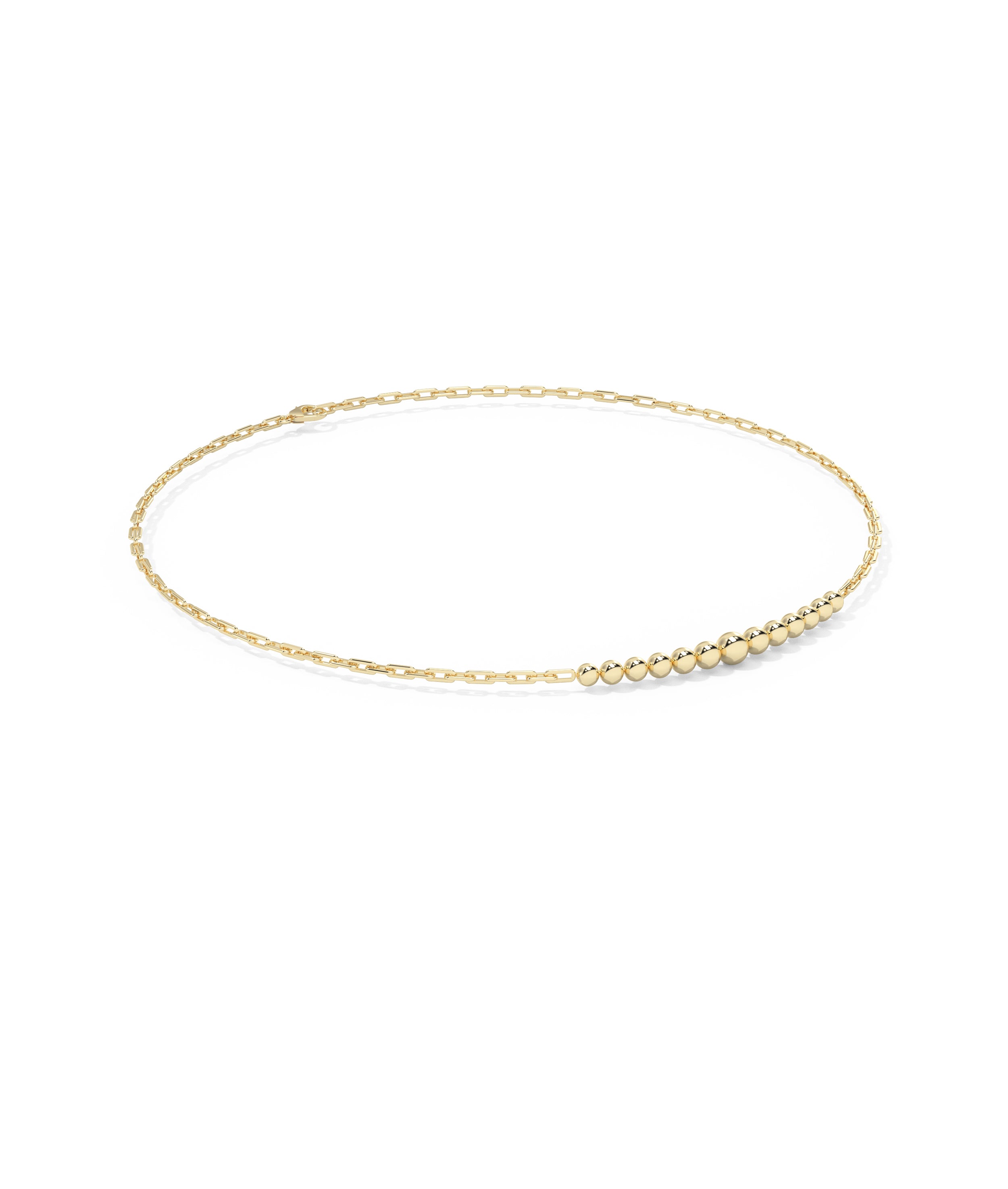 Flat Gold Bead Bracelet | Diamond Earrings