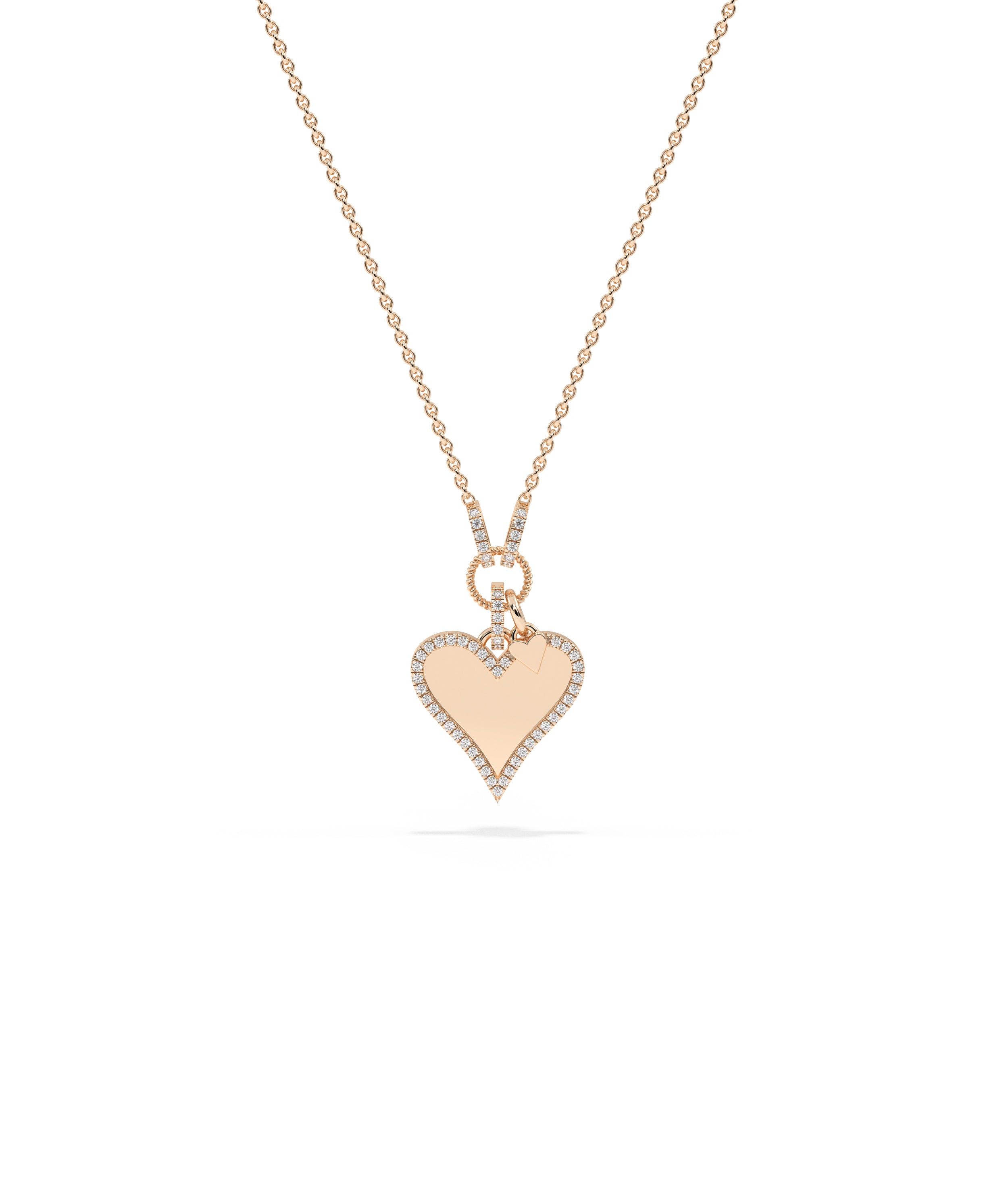 Diamond Outline Heart Necklace w/Heart Charm