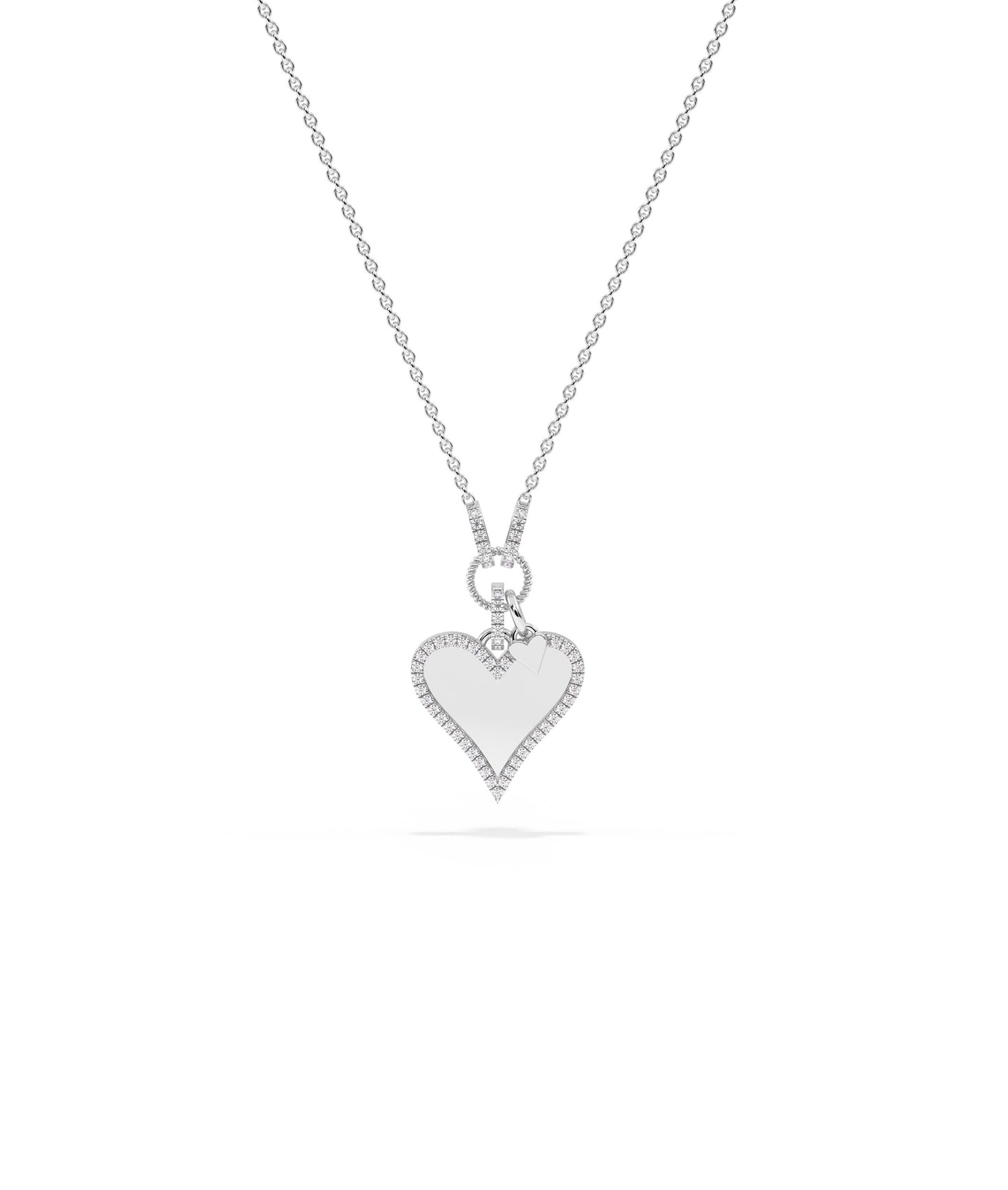 Diamond Outline Heart Necklace w/Heart Charm