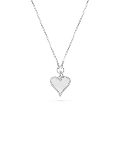 Diamond Outline Heart Necklace w/Heart Charm