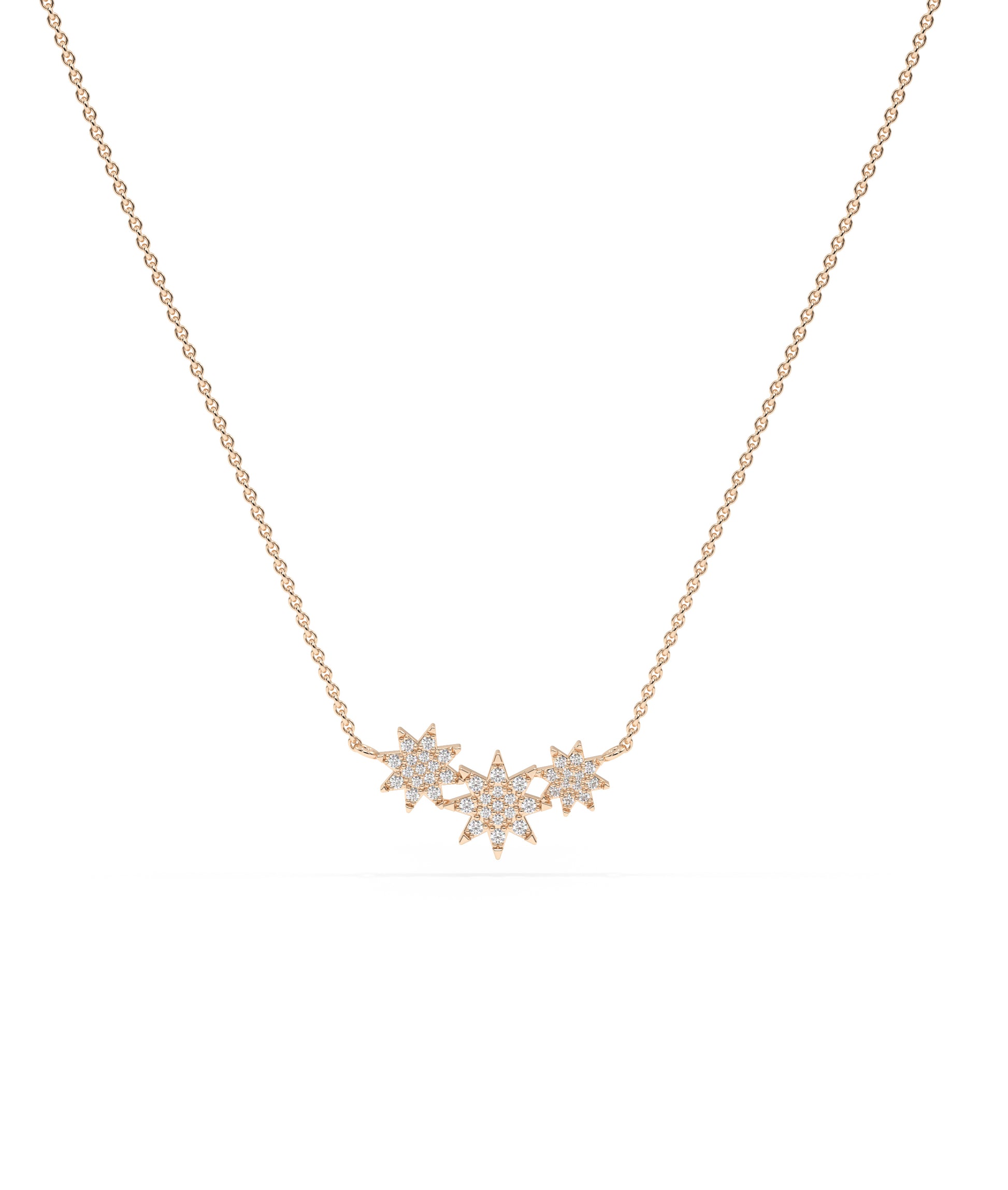 3 Star Diamond Pave Necklace - Everyday Jewelry