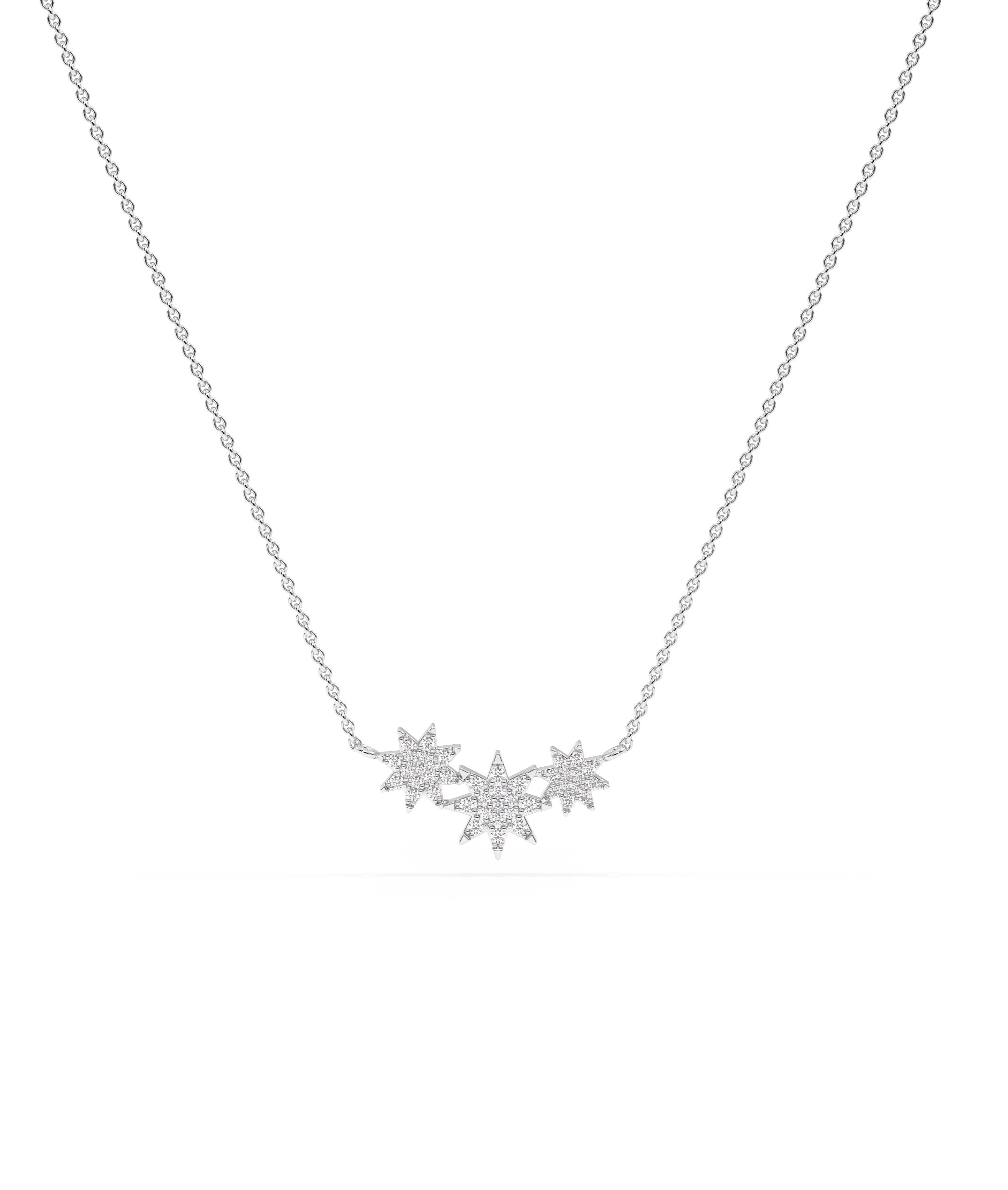 3 Star Diamond Pave Necklace - Everyday Jewelry