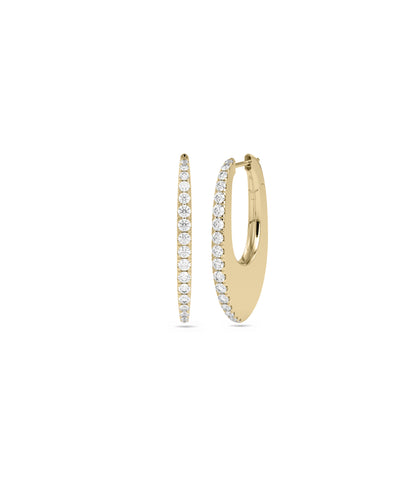 Diamond Oval Hoop Earrings | Oval Shape Design