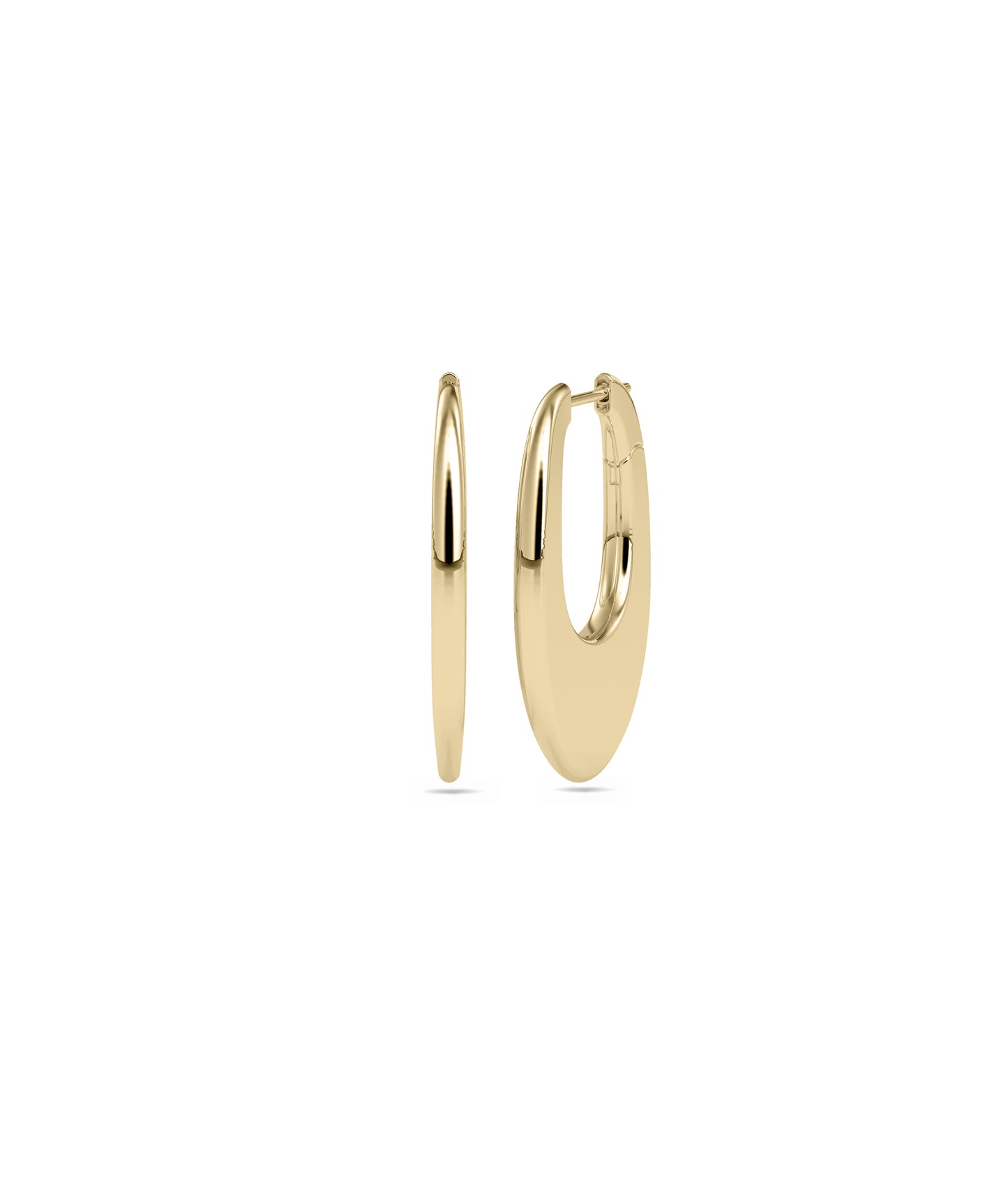 Oval Shape Gold Hoop Earrings - Diamond Earrings