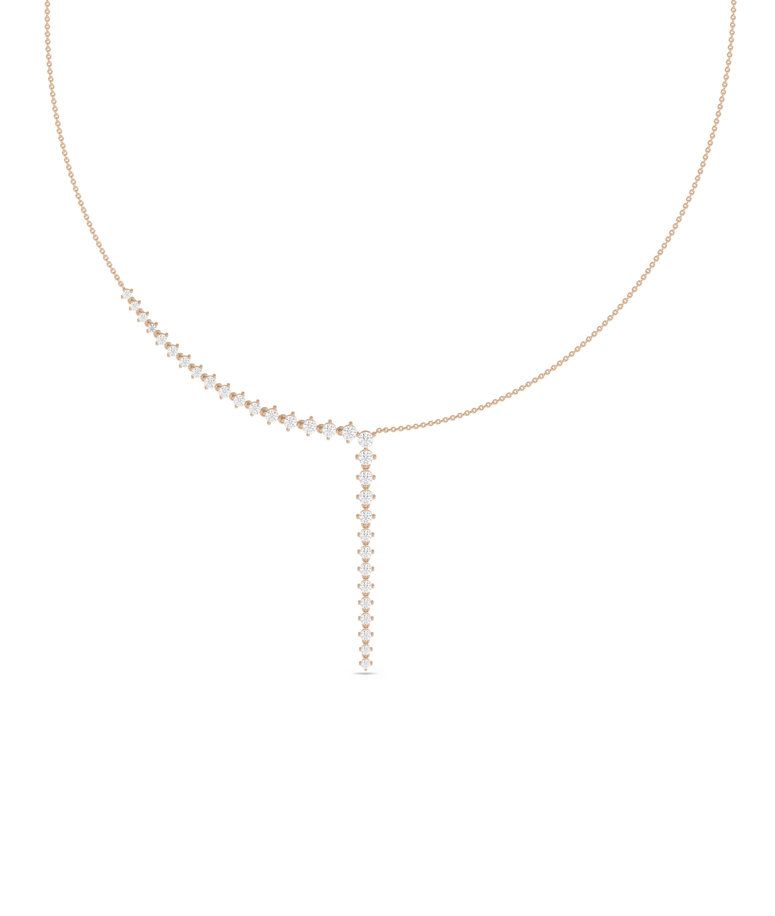 Diamond Half Line and Cable Chain Necklace