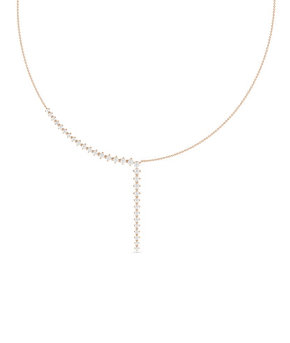 Diamond Half Line and Cable Chain Necklace