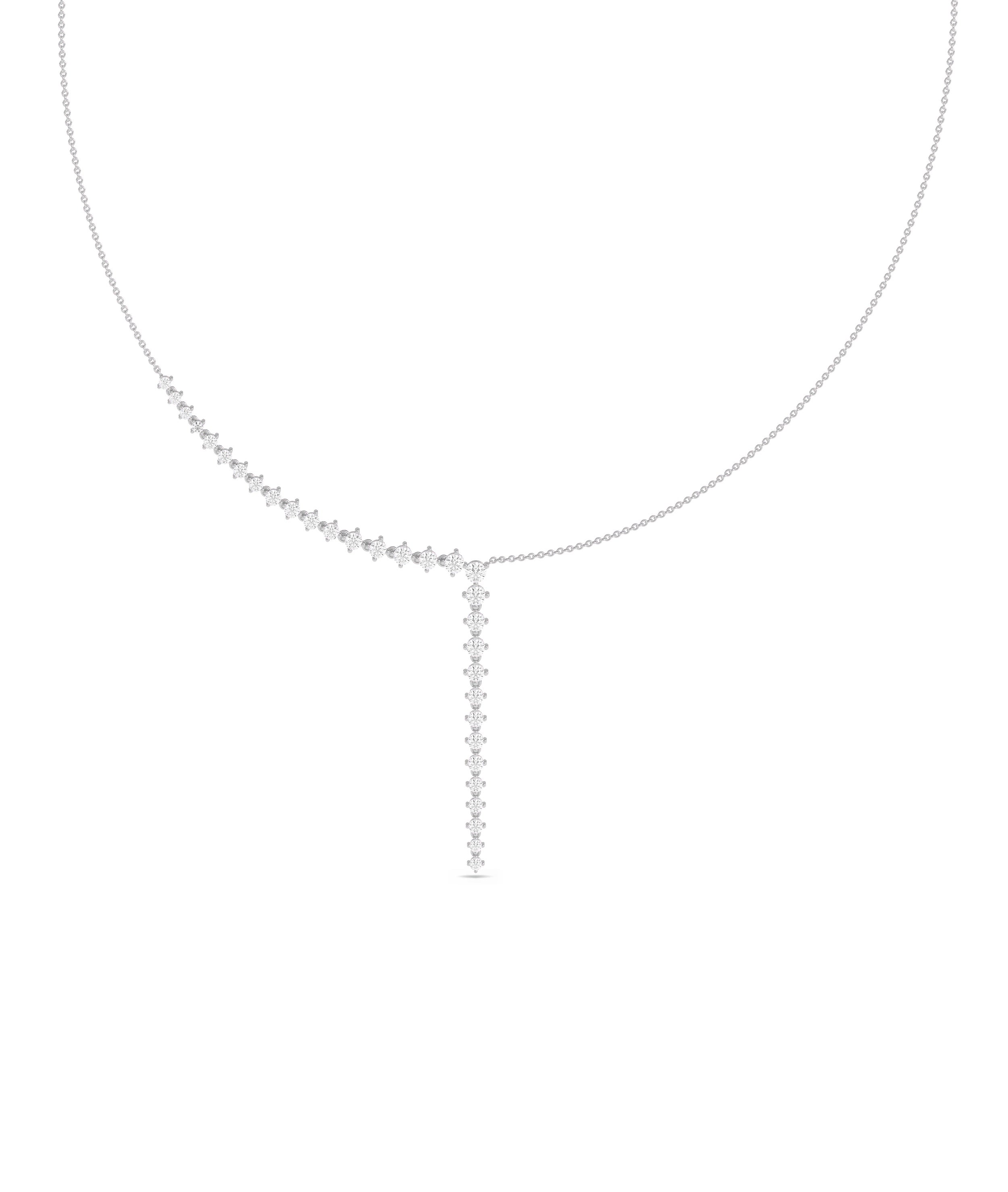 Diamond Half Line and Cable Chain Necklace