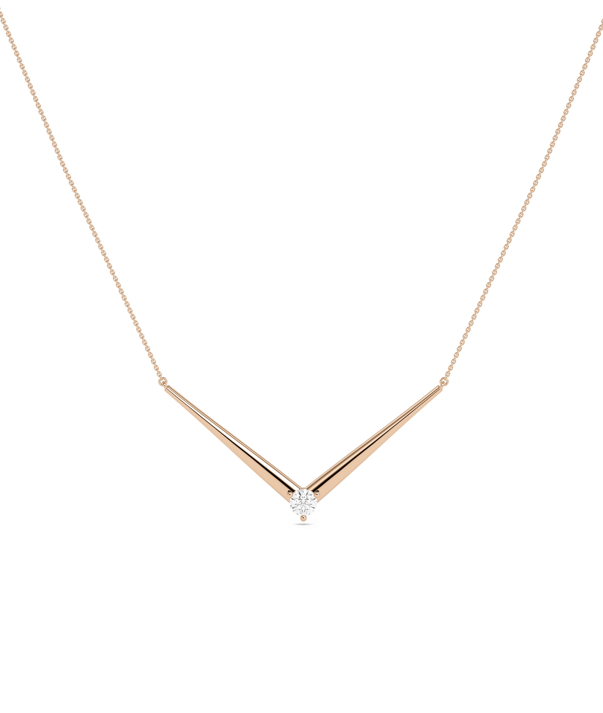 Diamond Solitaire Chevron Necklace