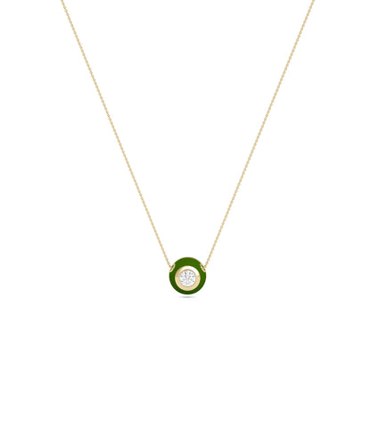 Diamond Solitaire Bubble Enamel Necklace - Everyday Jewelry