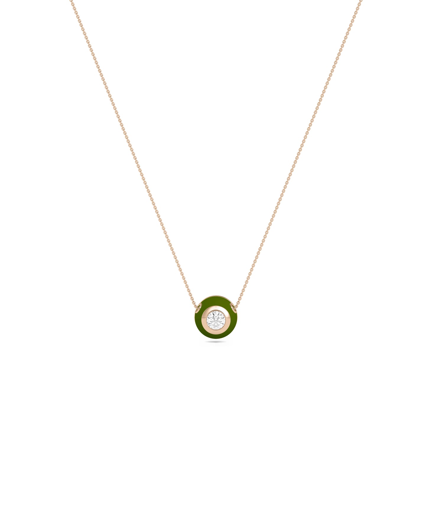 Diamond Solitaire Bubble Enamel Necklace - Everyday Jewelry