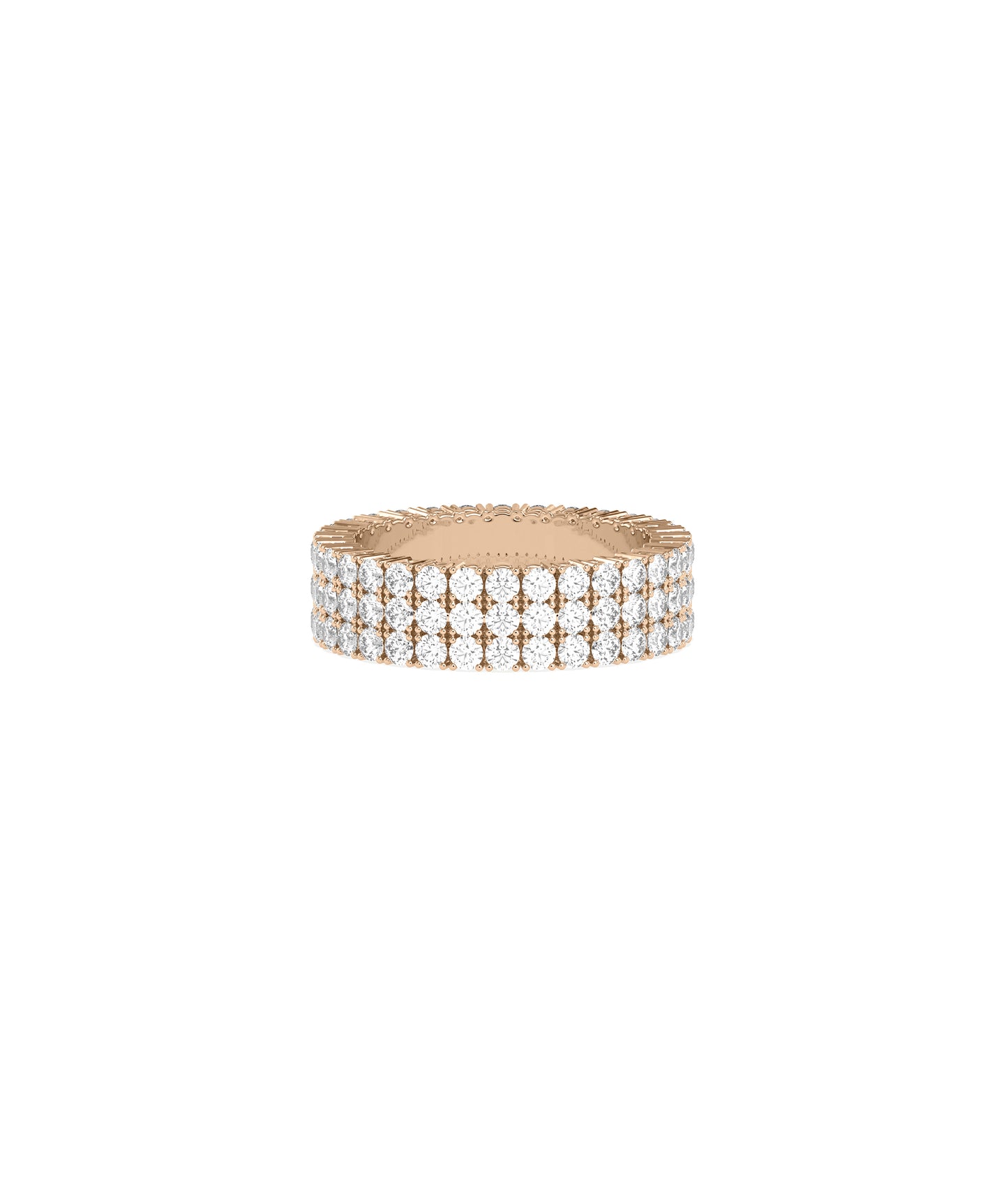 3 Row Diamond Pave Eternity Band Ring | Diamond Band Rings