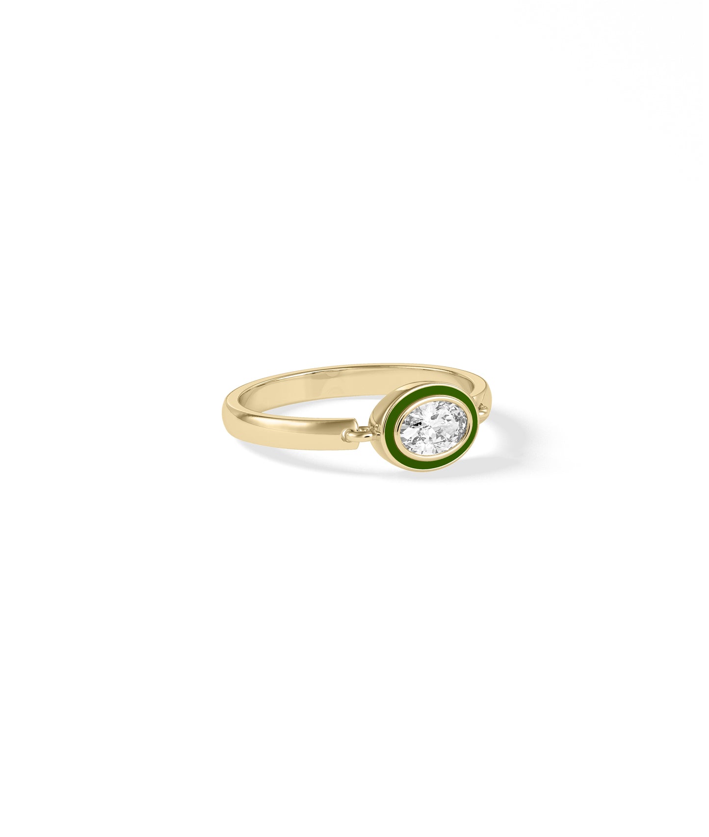 Diamond Solitaire Movable Enamel Ring - Everyday Jewelry