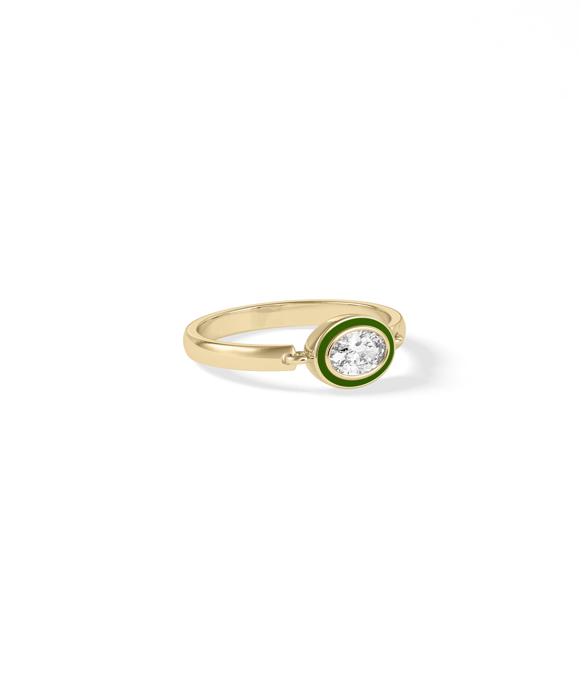 Diamond Solitaire Movable Enamel Ring - Everyday Jewelry