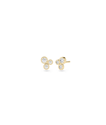 3 Stone Diamond Stud Earrings - diamond earrings