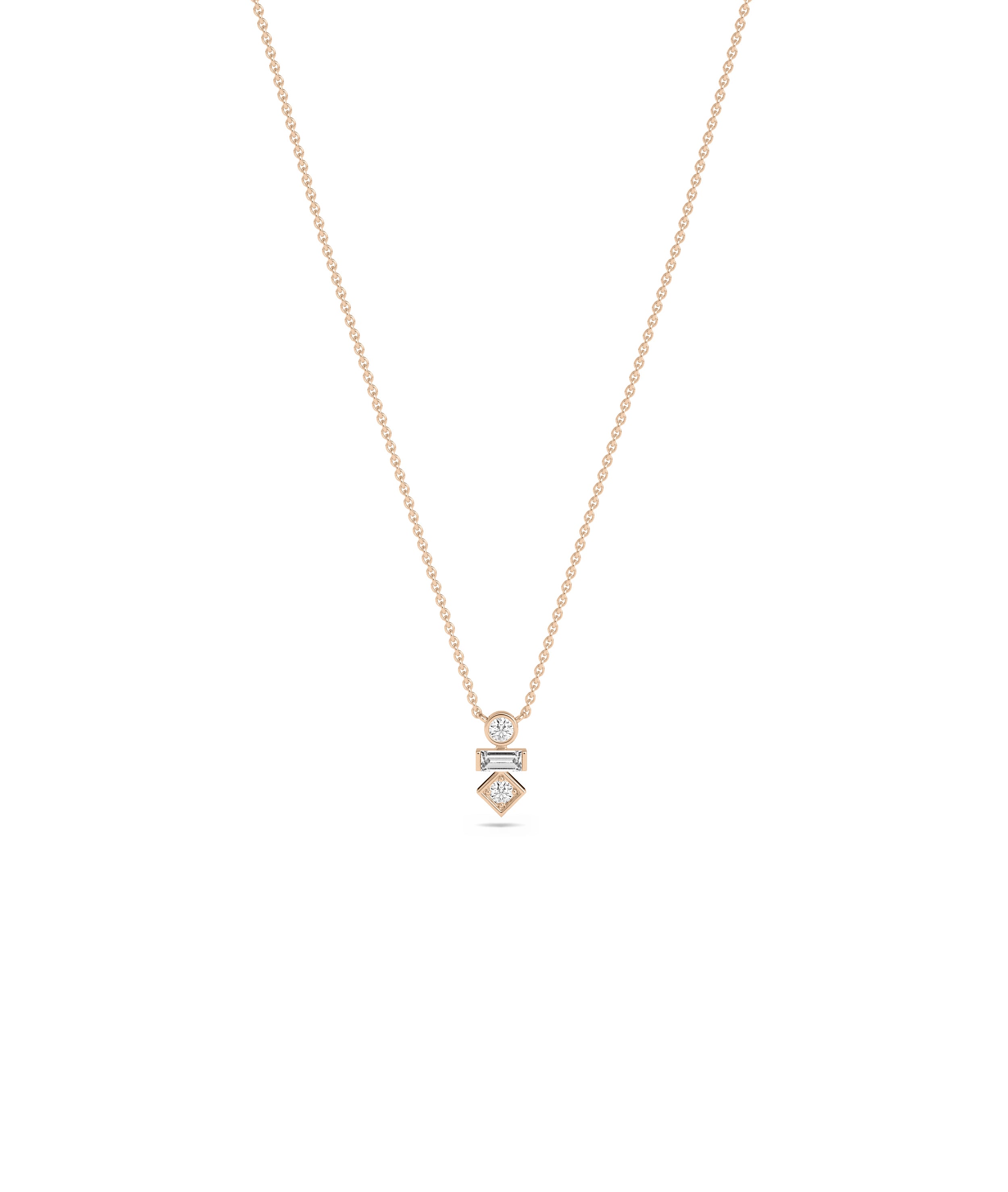 3 Stone Stacked Diamond Necklace - Everyday Jewelry