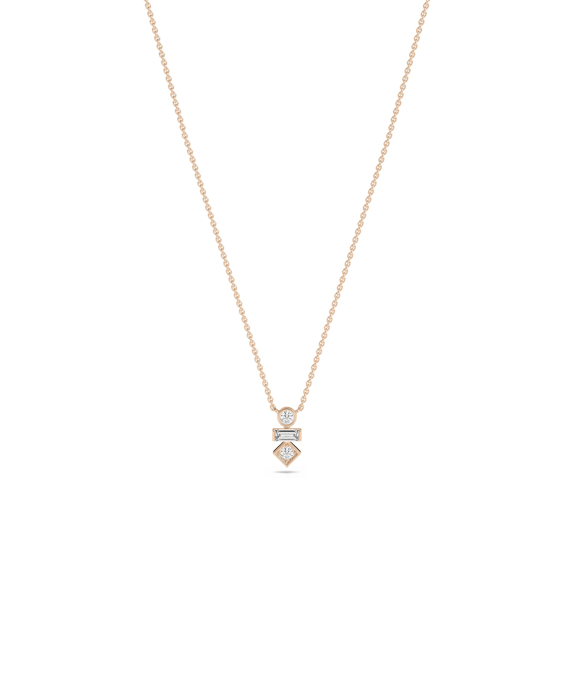 3 Stone Stacked Diamond Necklace - Everyday Jewelry