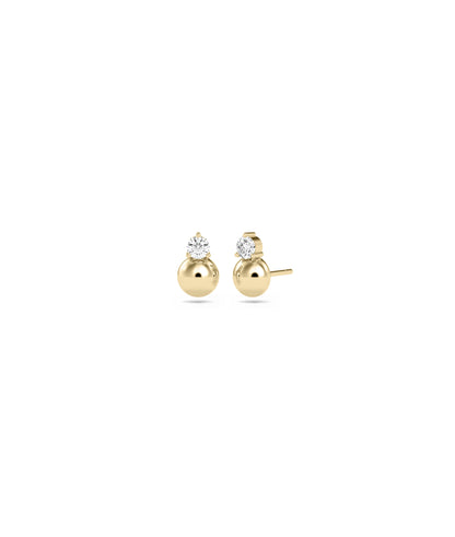 Diamond Solitaire & Bubble Stud Earrings | Everyday Jewelry