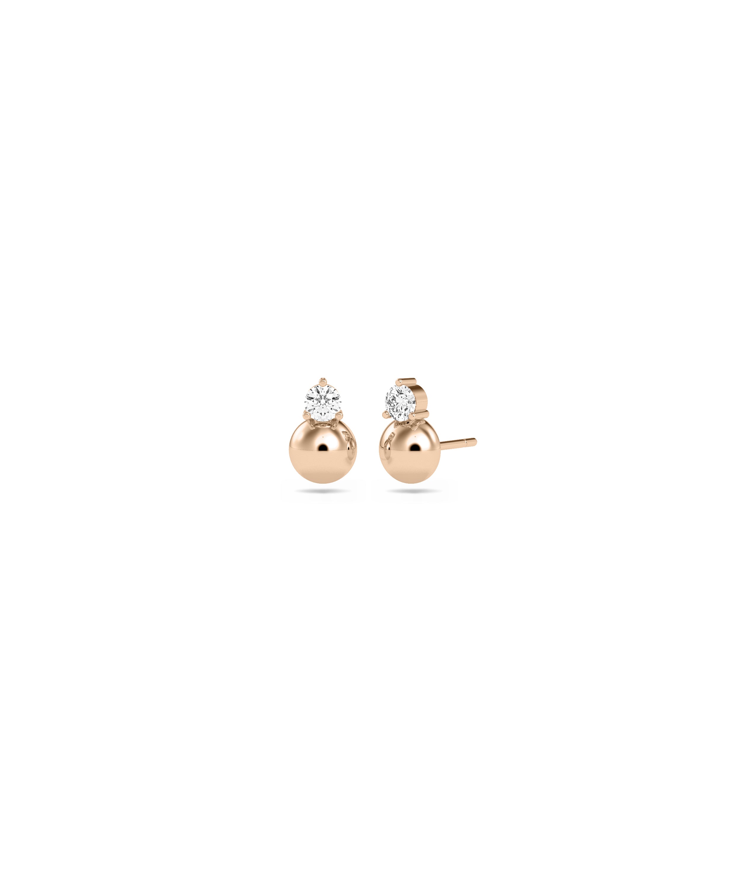 Diamond Solitaire and Bubble Stud Earring