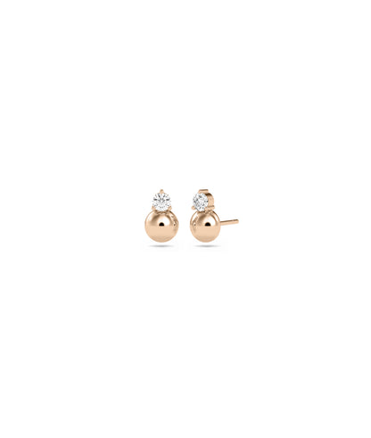 Diamond Solitaire and Bubble Stud Earring