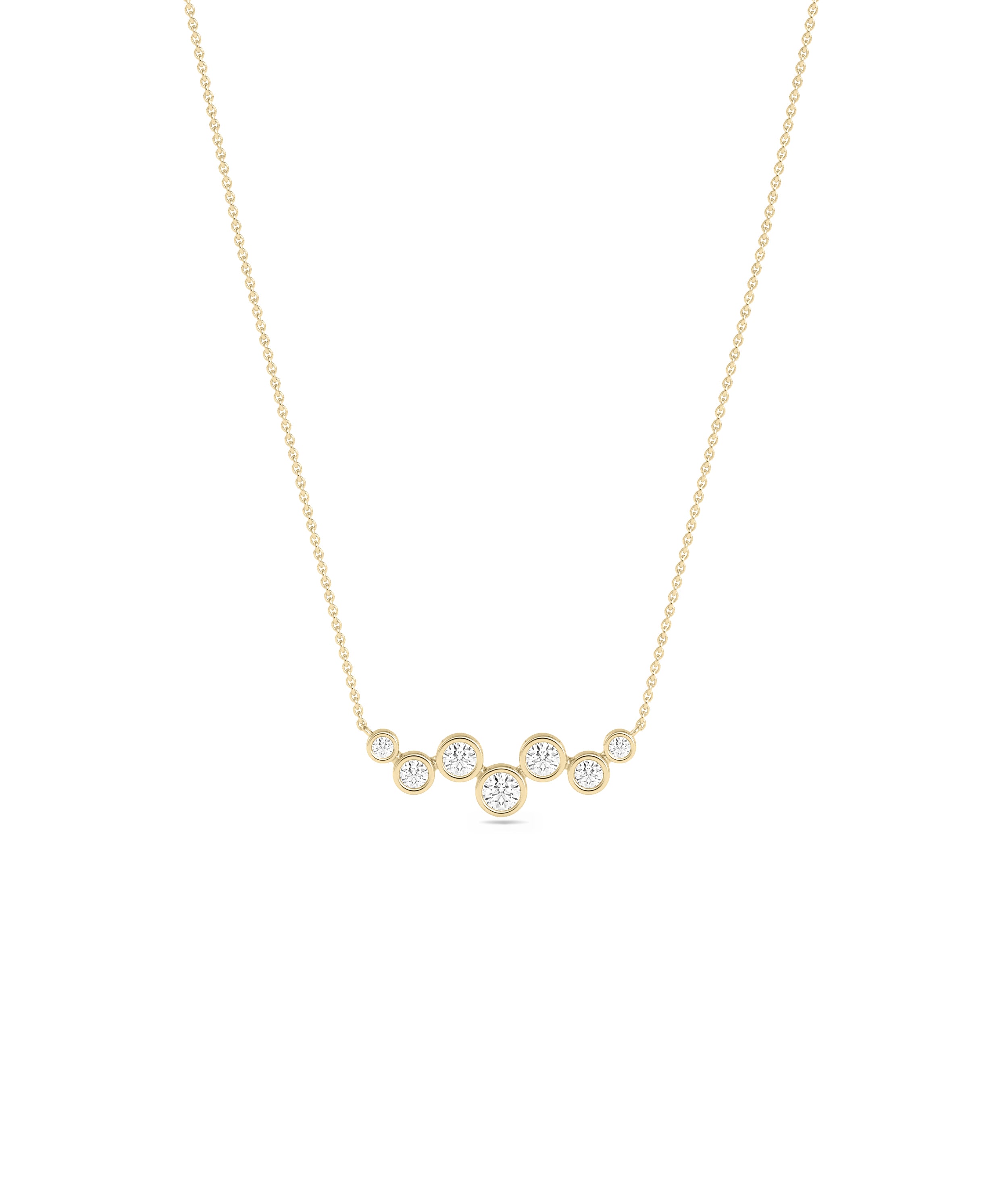 Diamond Bezel Set Cluster Necklace