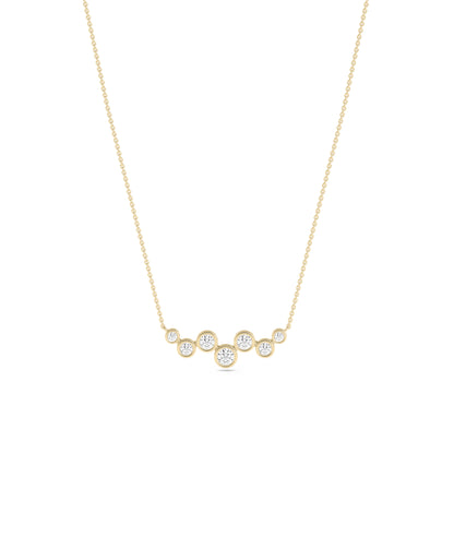 Diamond Bezel Set Cluster Necklace