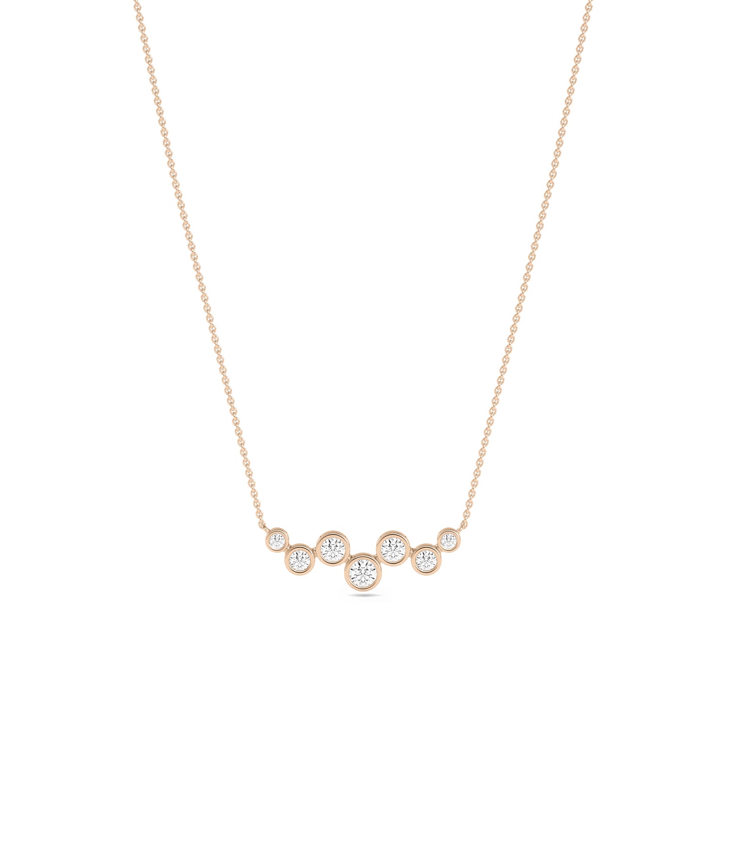 Diamond Bezel Set Cluster Necklace