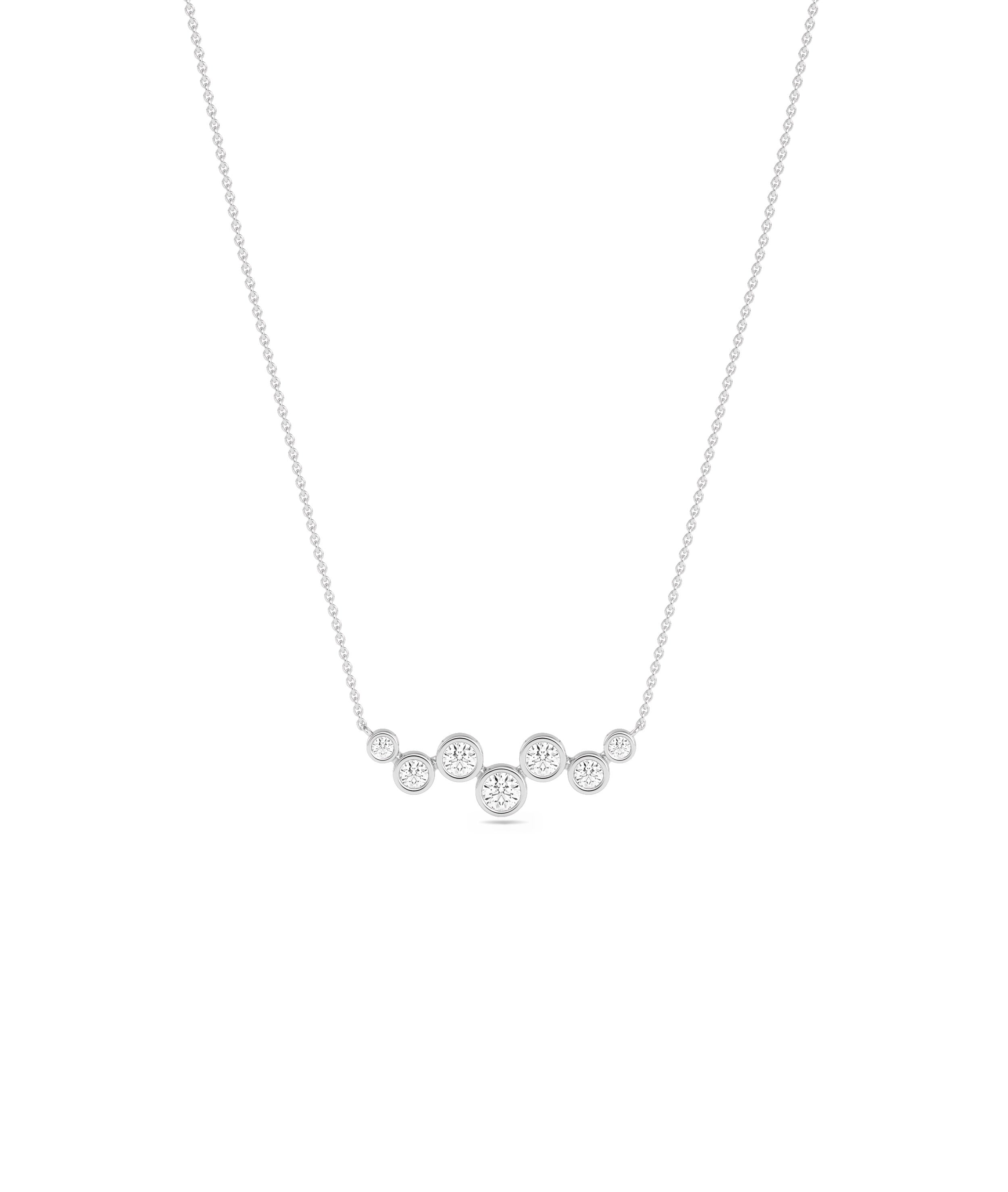 Diamond Bezel Set Cluster Necklace