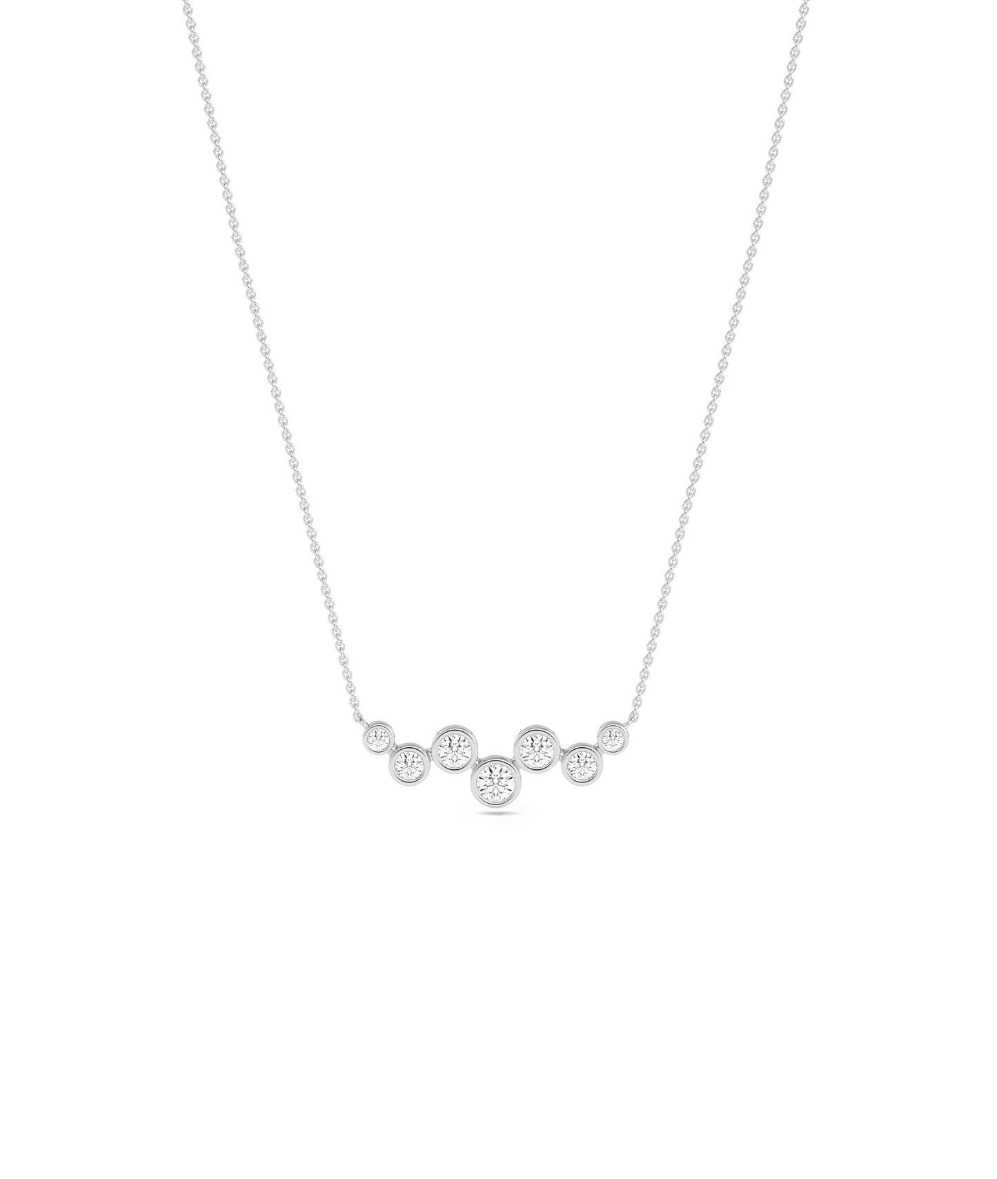 Diamond Bezel Set Cluster Necklace