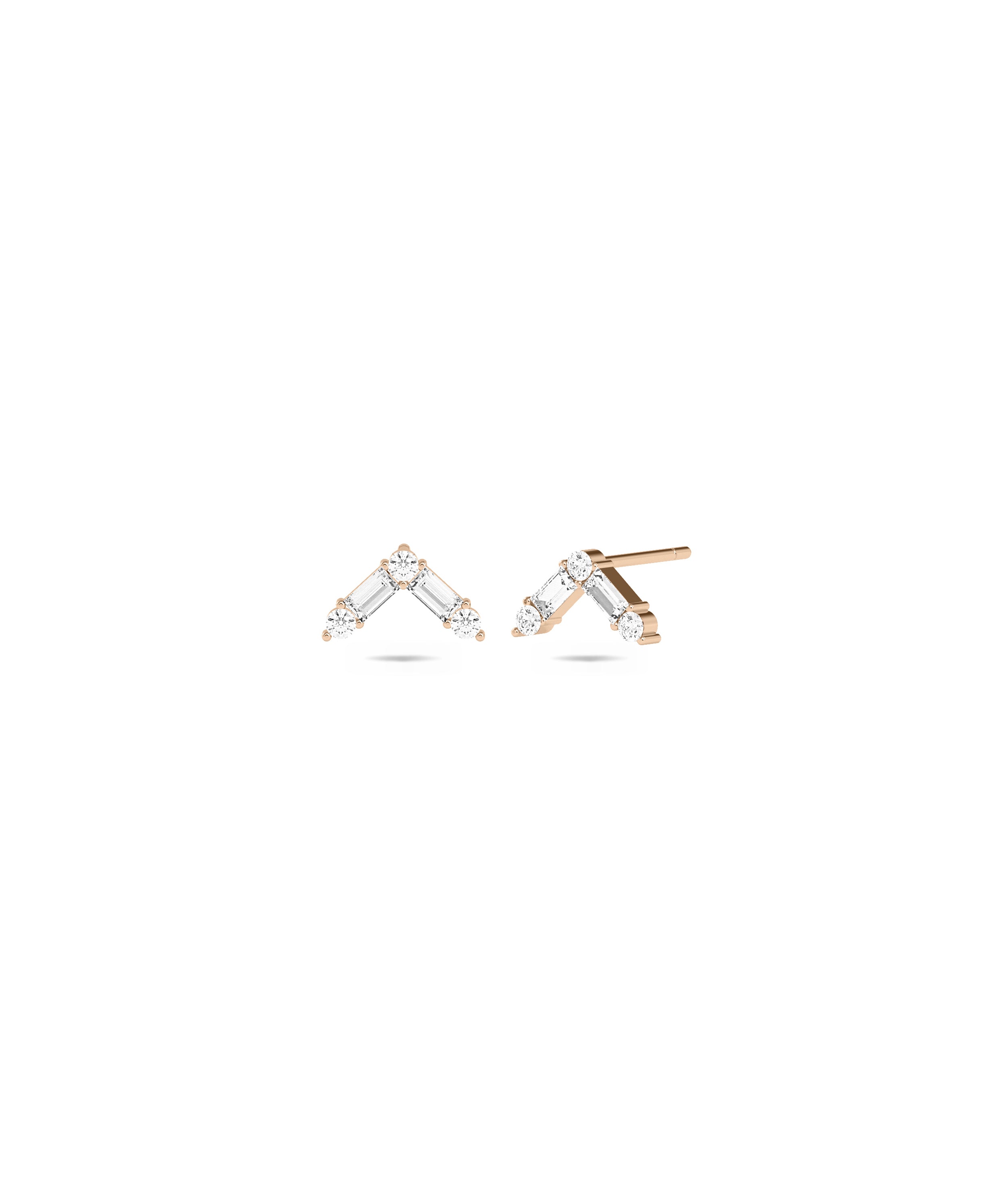 Diamond Baguette Chevron Studs | Everyday Jewelry Earrings