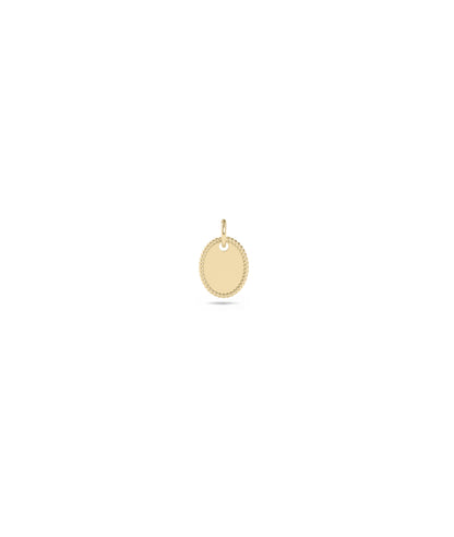 Gold Oval Coin Charm with Rope Edges