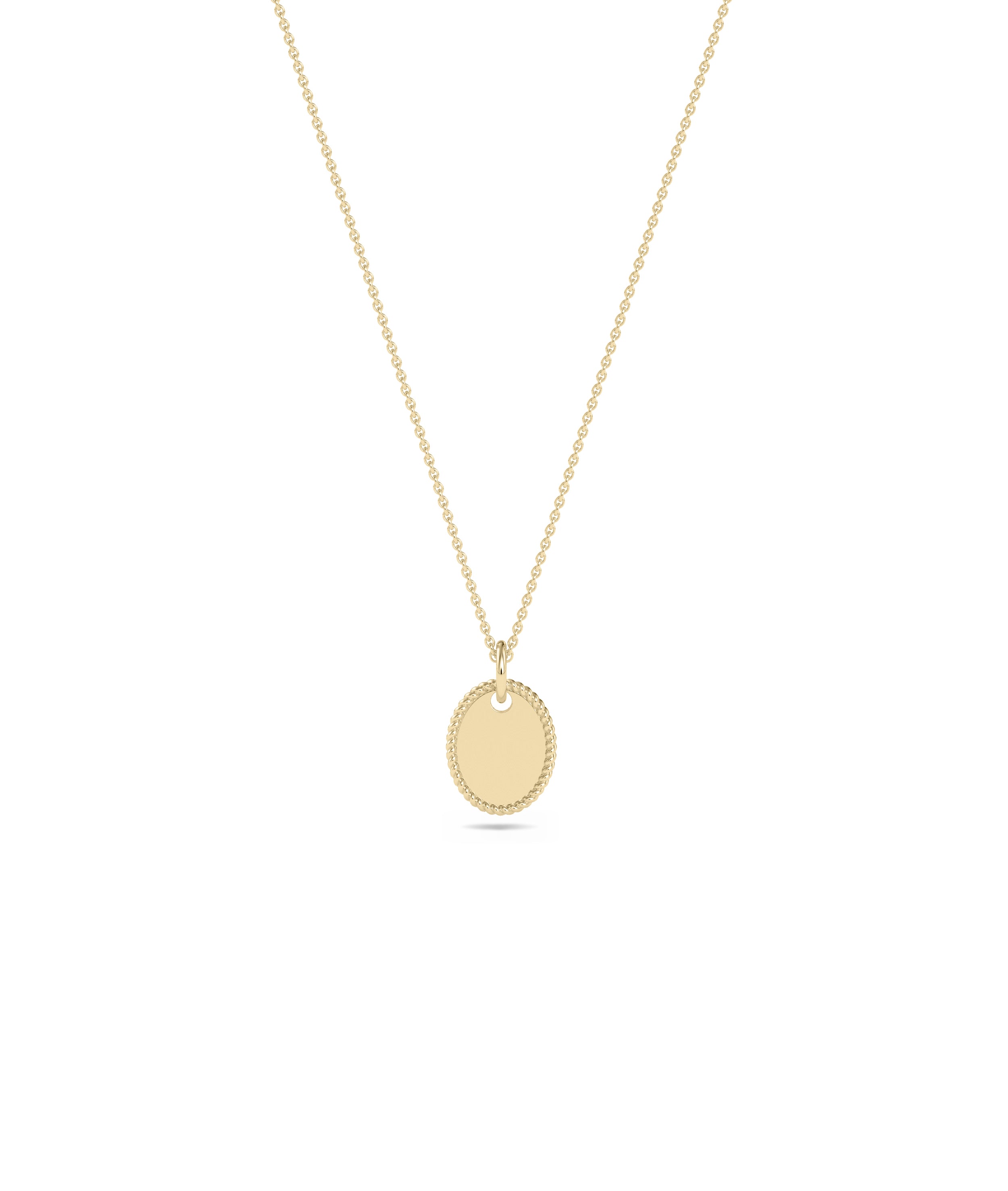 Gold Oval Coin Charm with Rope Edges - Everyday Jewelry