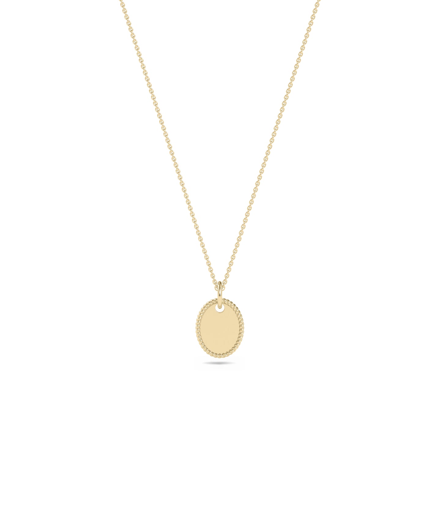 Gold Oval Coin Charm with Rope Edges - Everyday Jewelry