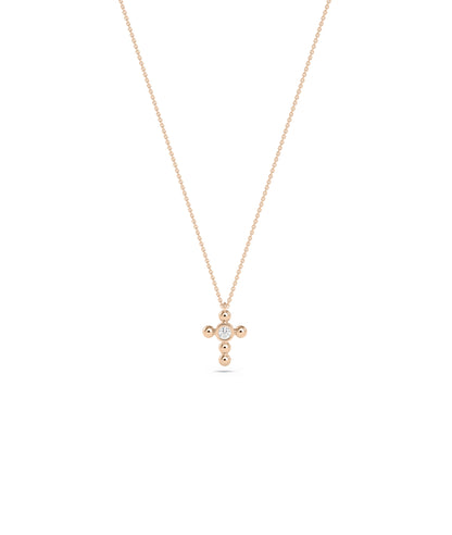 Diamond Solitaire Cross Charm - Everyday Jewelry