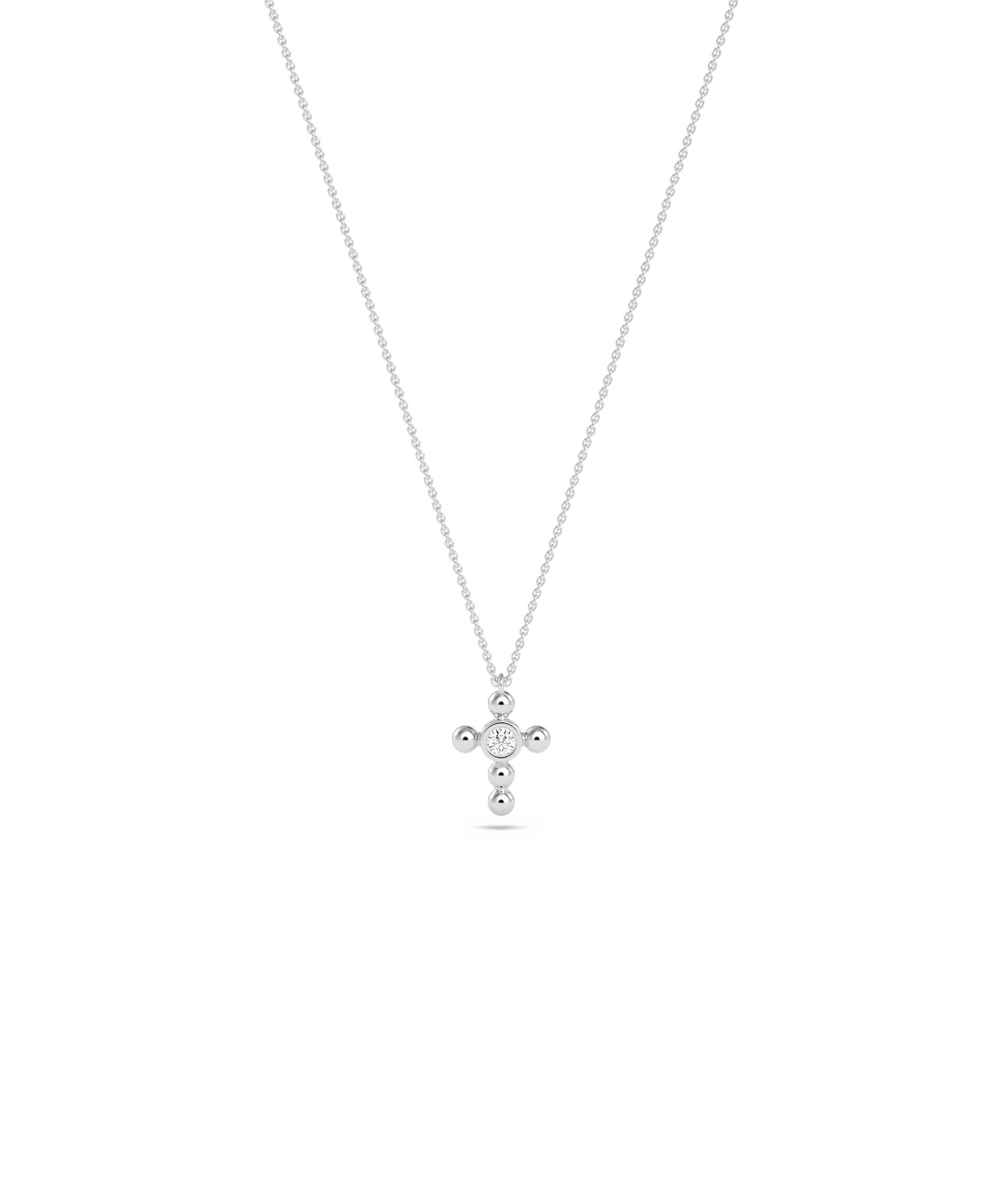 Diamond Solitaire Cross Charm - Everyday Jewelry