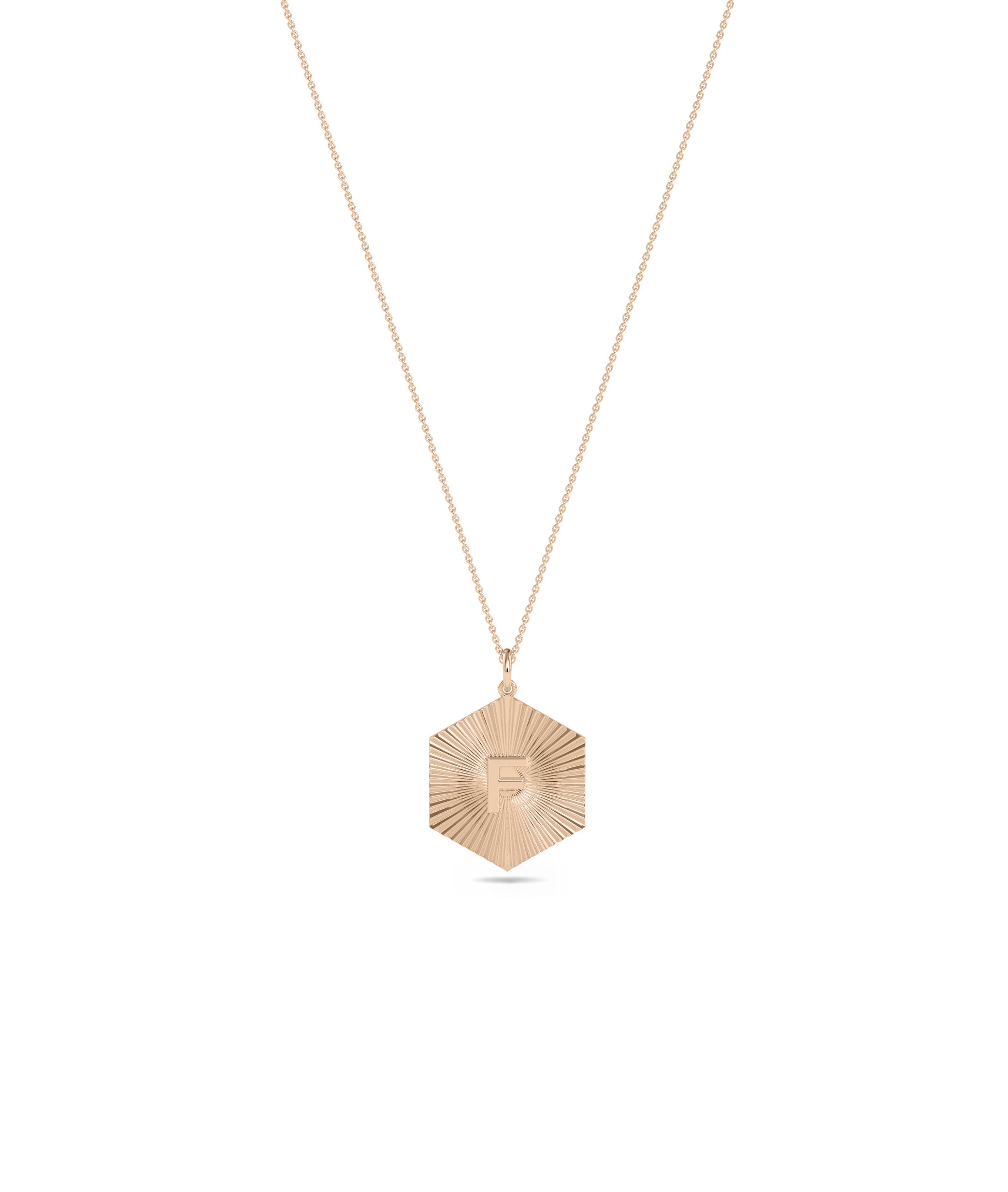 Hexagonal Groove Initial Charm | Diamond Pendant 