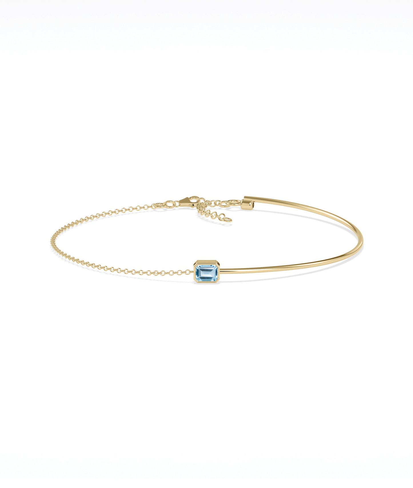 Bezel Set Birthstone Wire and Chain Bracelet | Diamond Bracelet