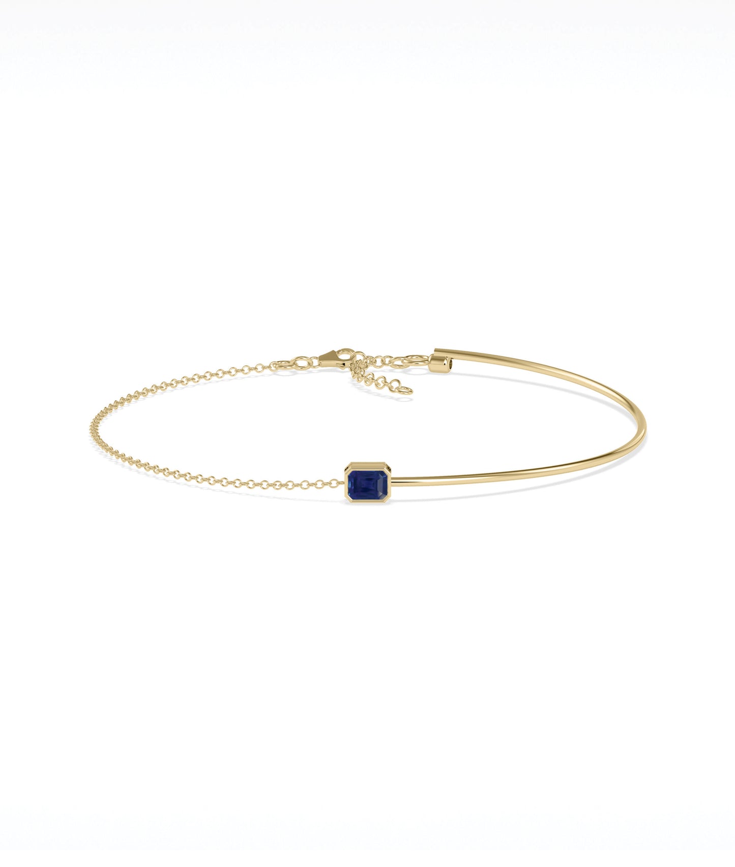 Bezel Set Birthstone Wire and Chain Bracelet | Diamond Bracelet