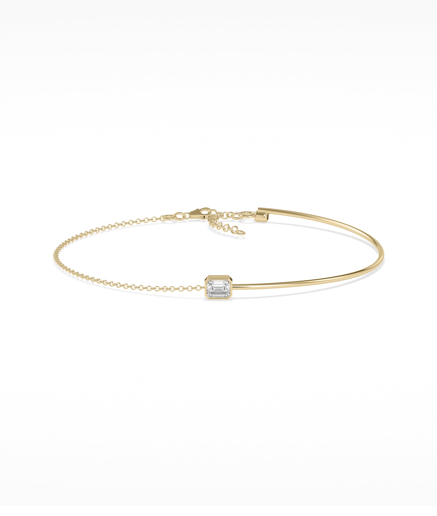 Bezel Set Birthstone Wire and Chain Bracelet | Diamond Bracelet