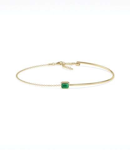 Bezel Set Birthstone Wire and Chain Bracelet | Diamond Bracelet