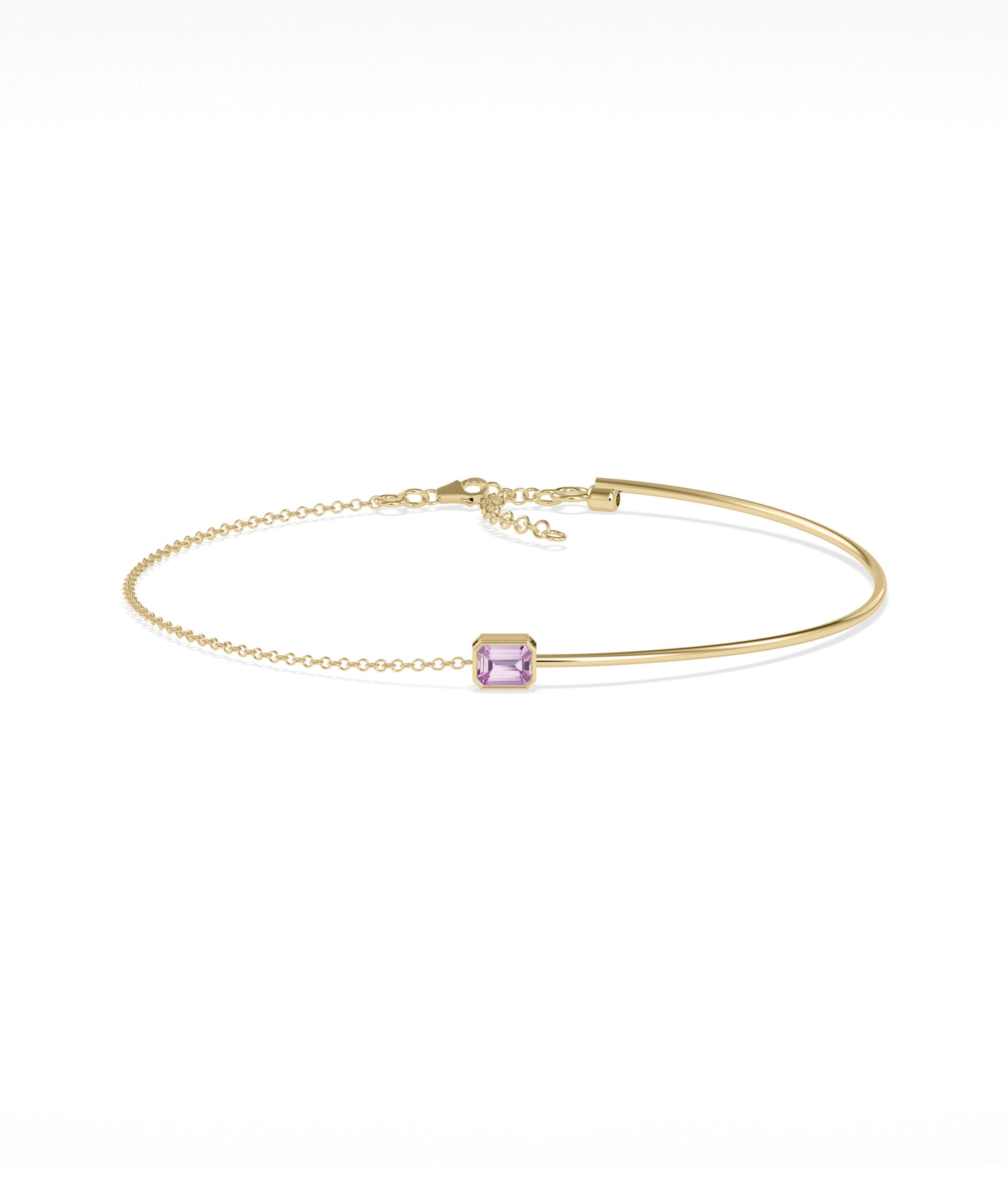 Bezel Set Birthstone Wire and Chain Bracelet | Diamond Bracelet