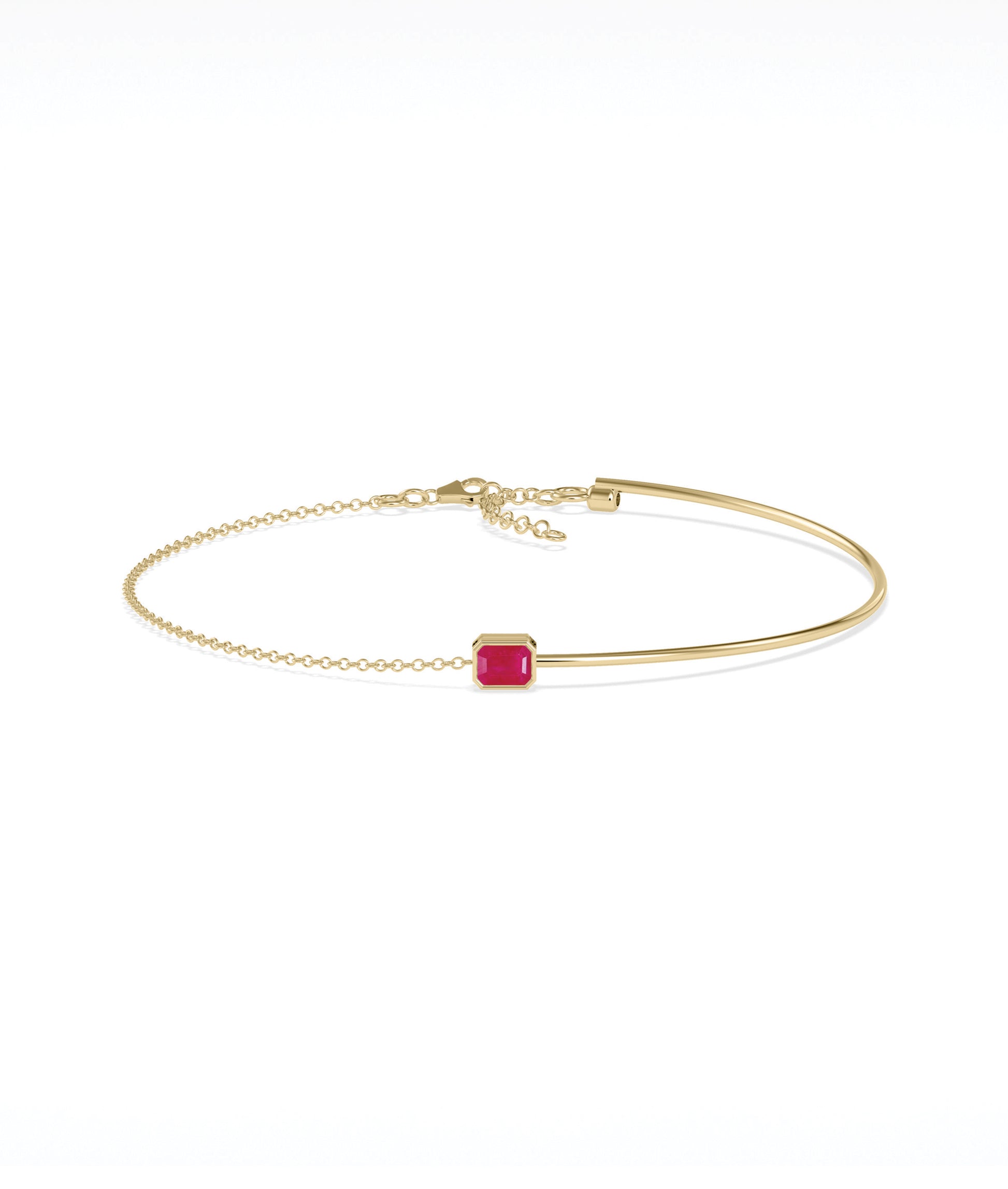 Bezel Set Birthstone Wire and Chain Bracelet | Diamond Bracelet