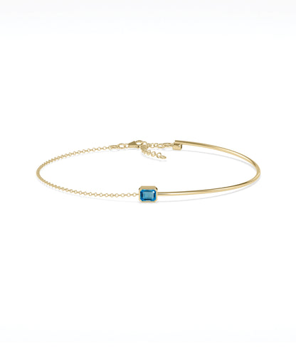 Bezel Set Birthstone Wire and Chain Bracelet | Diamond Bracelet